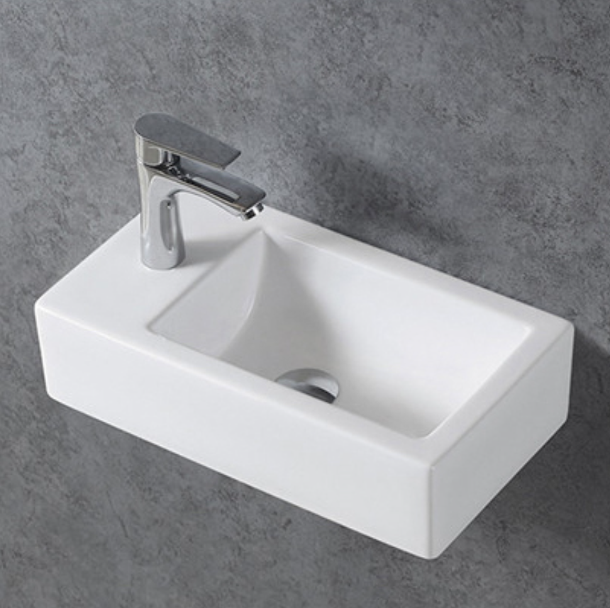 Lave-mains en céramique sanitaire KW302 - 45,5 x 25 x 12 cm - blanc brillant