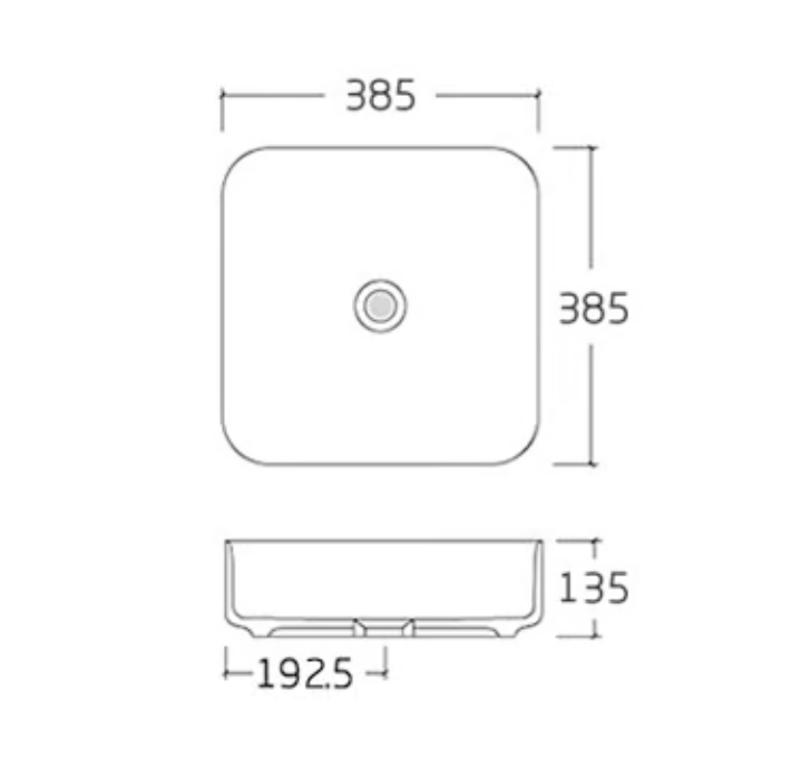 Lave-mains à poser en céramique sanitaire KW6134 - 38,5 x 38,5 x 13,5 cm - Couleur en option