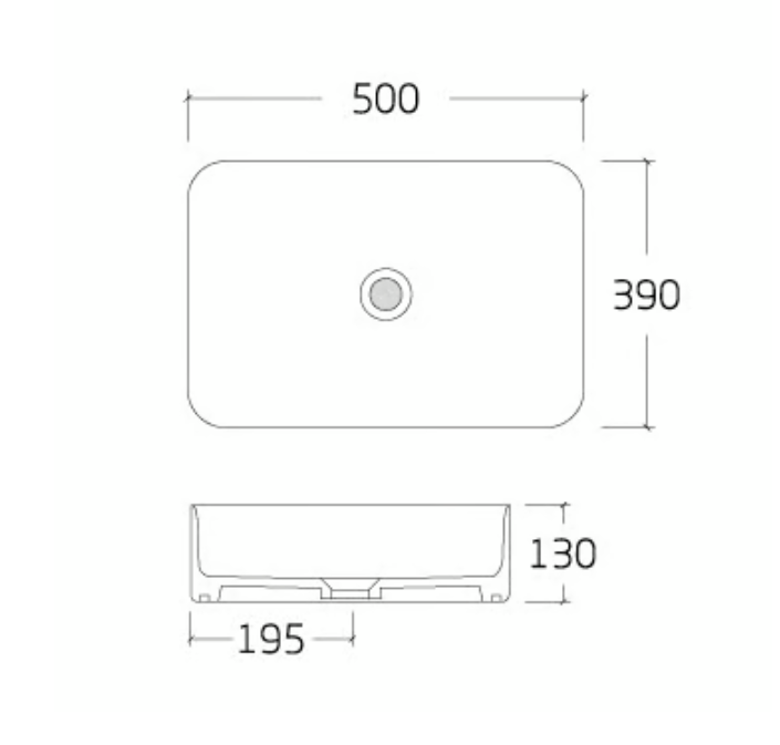 Lave-mains à poser en céramique sanitaire KW6127 - 50 x 39 x 13 cm - Couleur en option