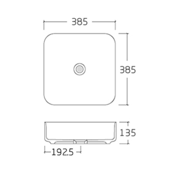 Lave-mains à poser en céramique sanitaire KW6134 - 38,5 x 38,5 x 13,5 cm - Couleur en option