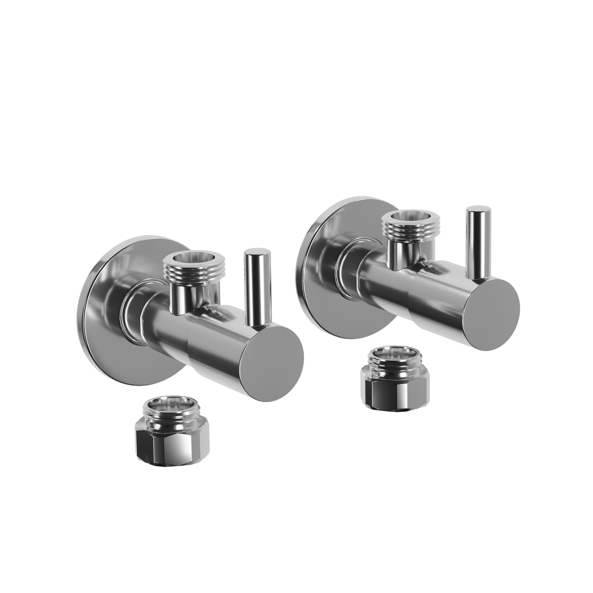 Valve de robinet d'angle design en chrome massif, lot de 2, raccord 3/8