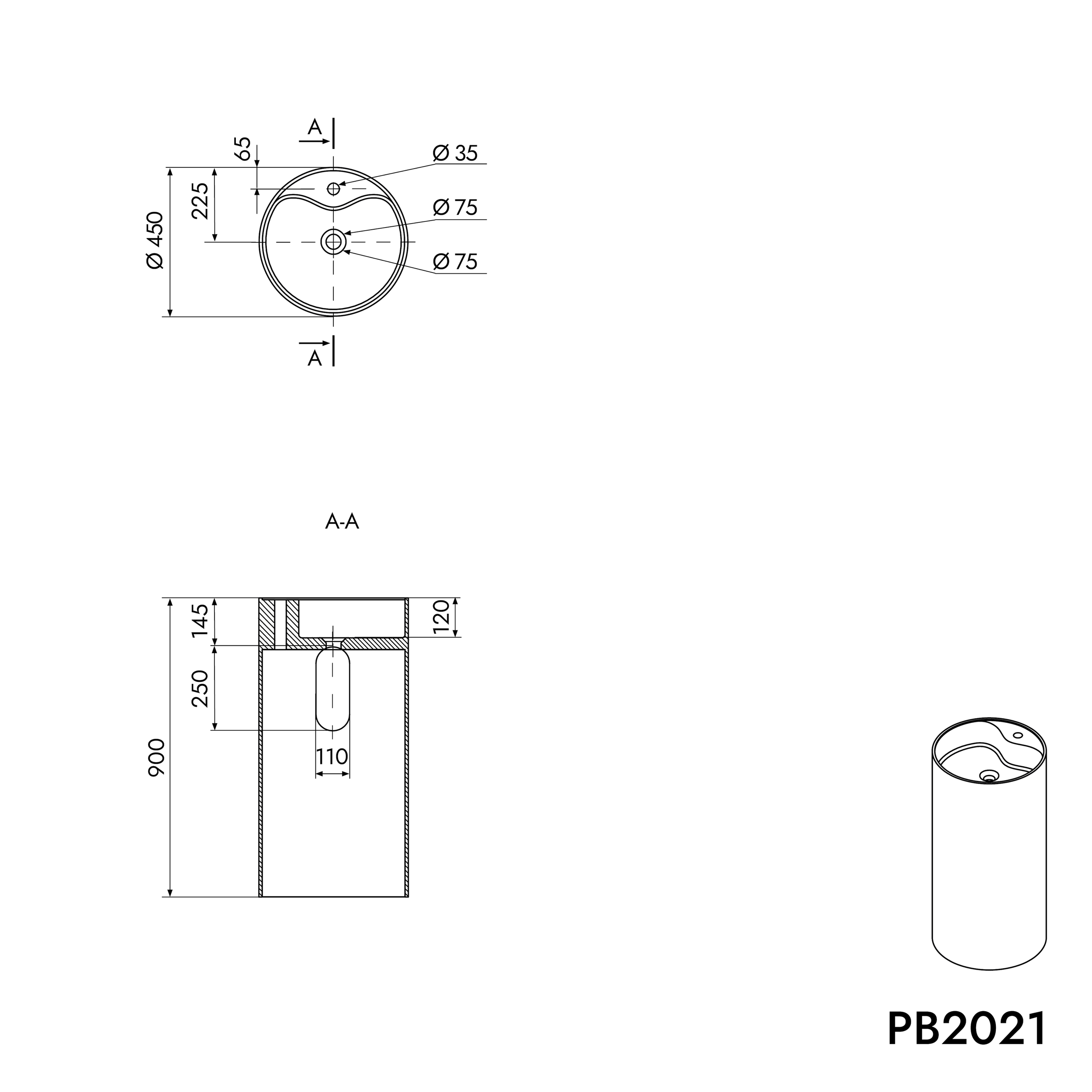 Freistehendes Waschbecken PB2021