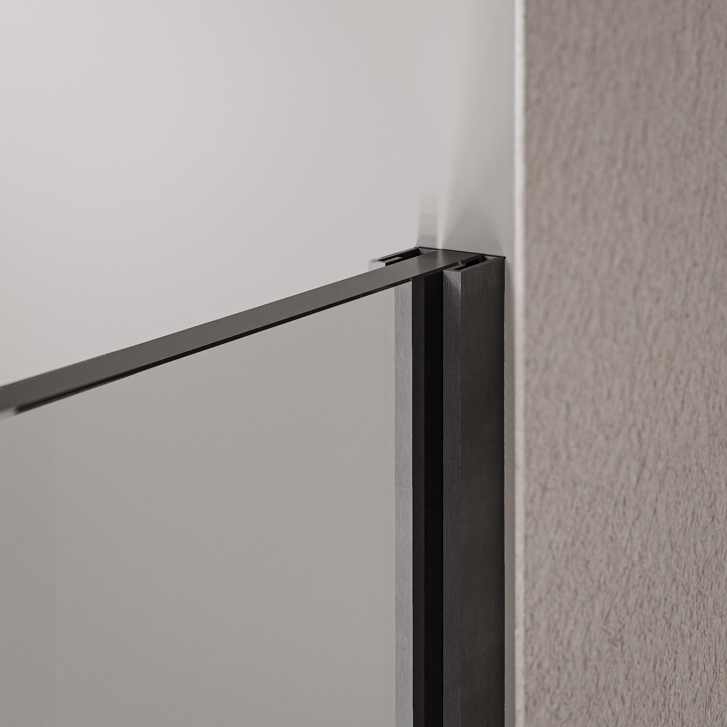 Walk-In 10mm vetro nano trasparente EX102 - profilo in acciaio inox nero grafite spazzolato - larghezza selezionabile