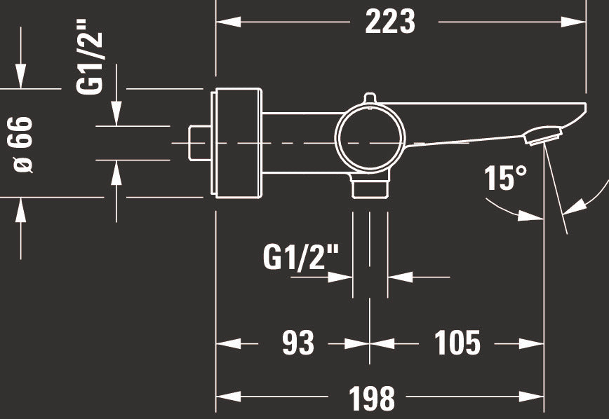 Miscelatore per vasca Duravit Wave con termostato - montaggio a parete - 2 utenze 