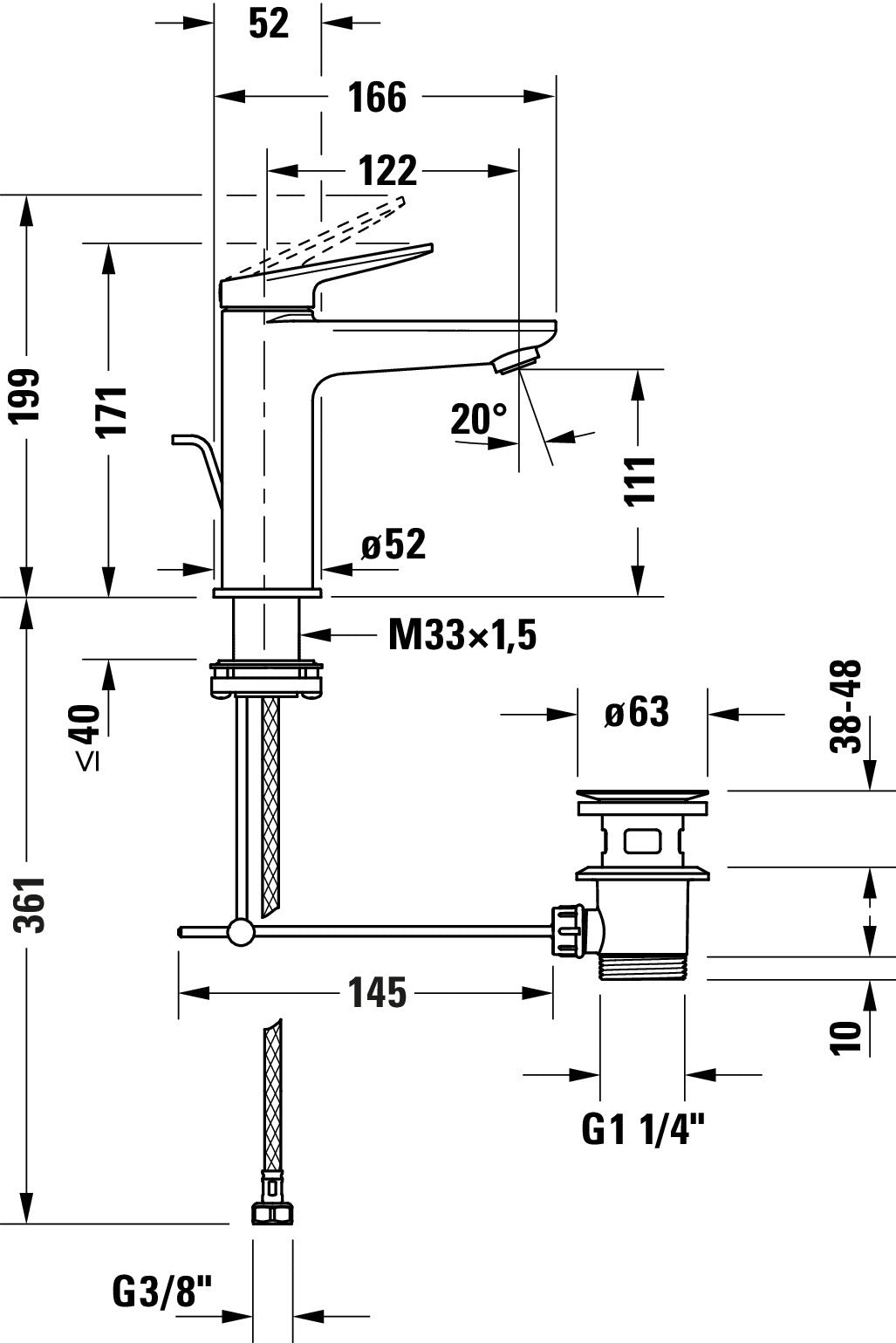 Duravit Wave miscelatore monocomando per lavabo M