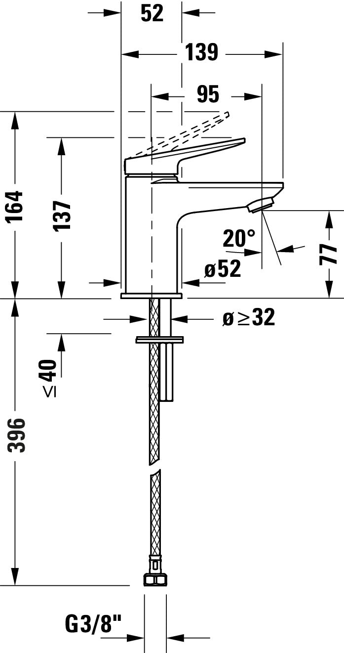 Miscelatore monocomando per lavabo Duravit Wave S