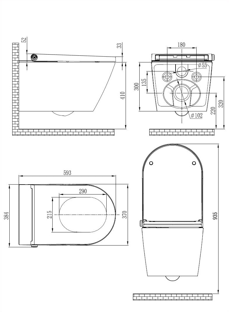 Bernstein WC doccia PREMIUM 1102 Nero Opaco con funzione di decalcificazione - Sistema completo