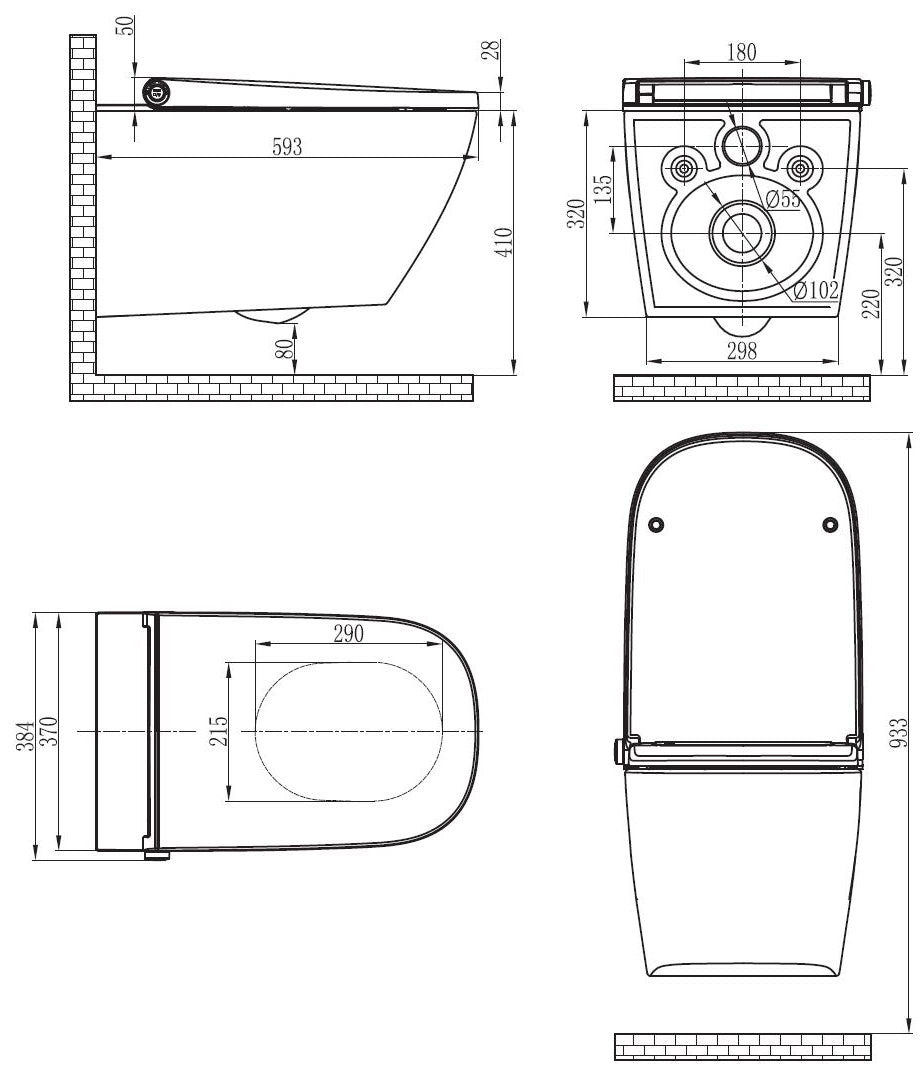 Ensemble complet WC-douche PRO+1104 avec élément de paroi Geberit Duofix