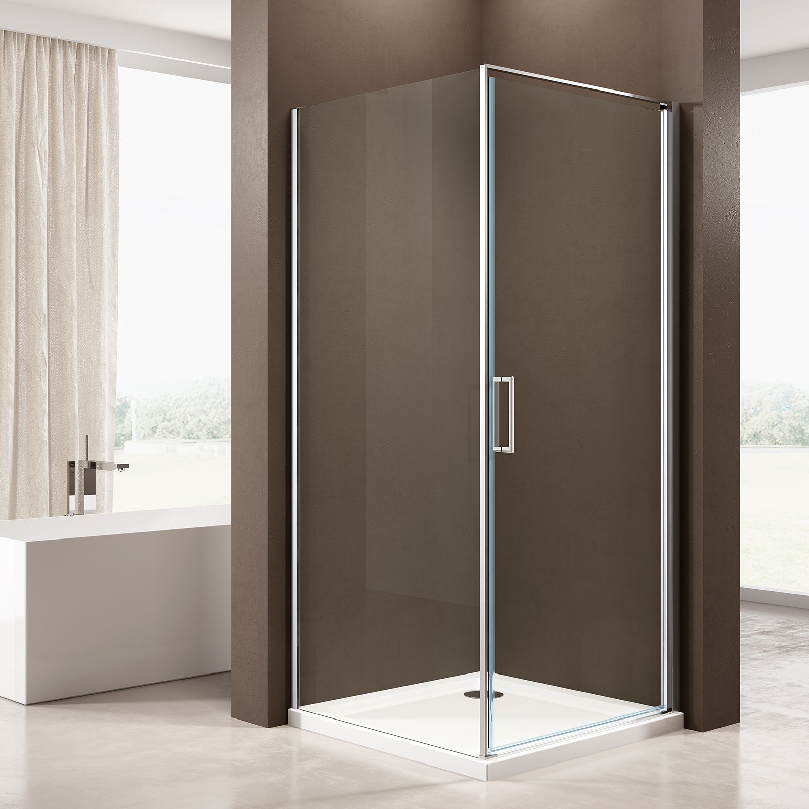 Paroi de douche d'angle EX416S - verre NANO de 6mm - 90 x 90 x 195 cm