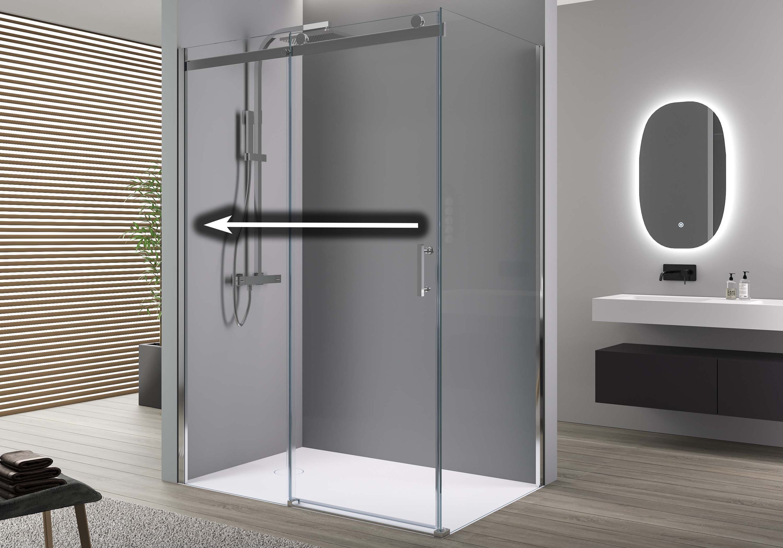 Paroi de douche fixe et porte coulissante EX806 - en verre de sécurité NANO - 90 x 120 x 195 cm


