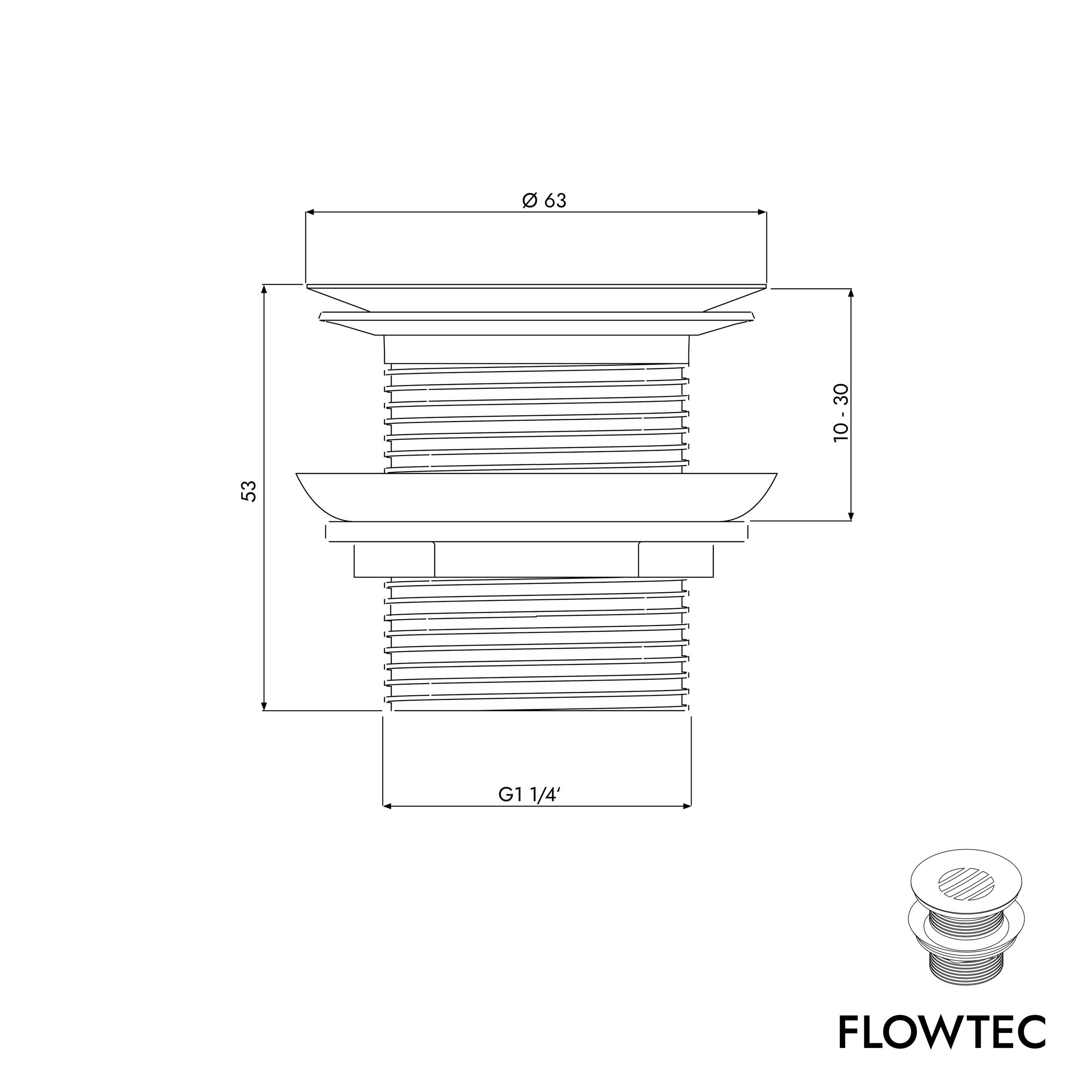 Bonde de vidage FLOWTEC avec crépine