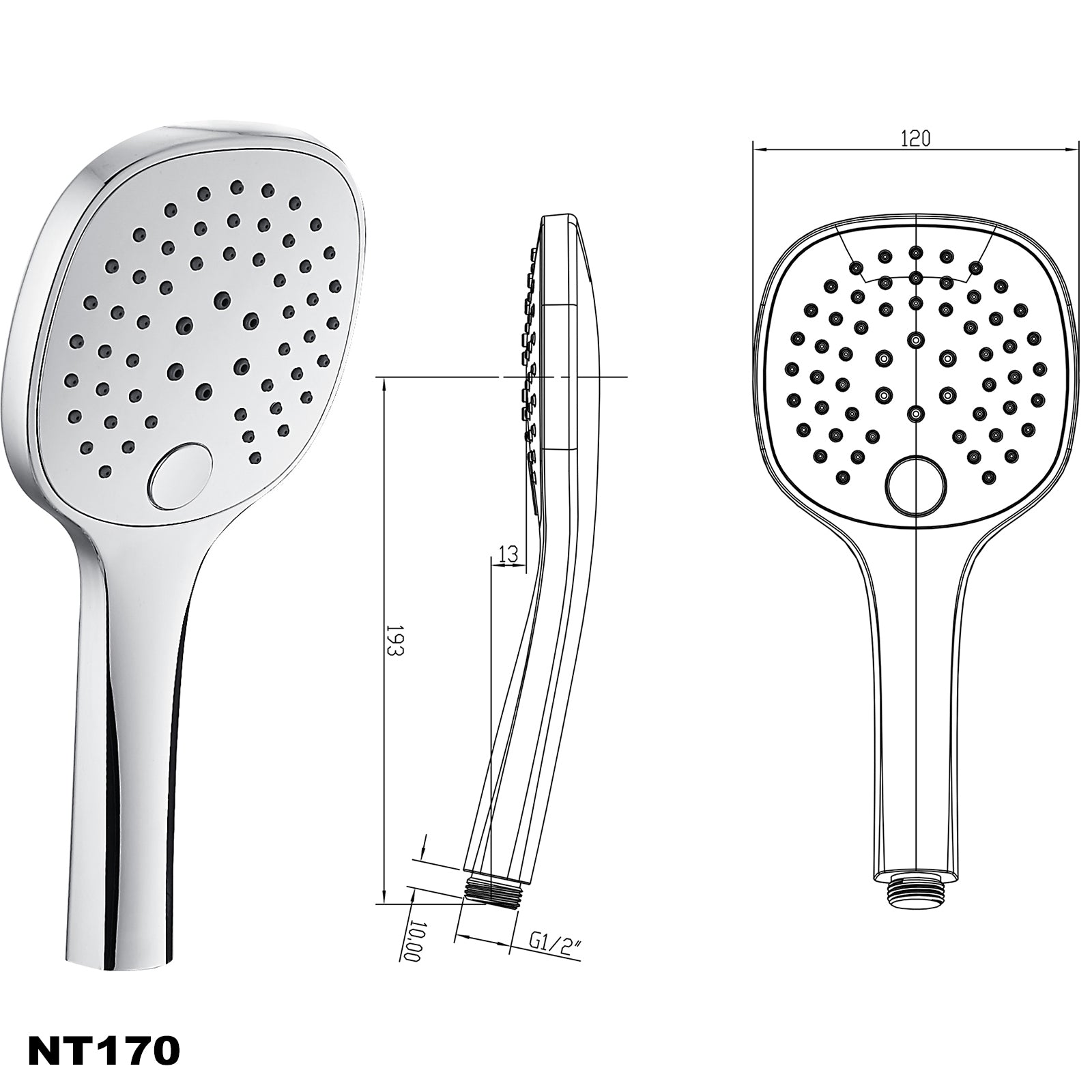 Set de douche - inclus barre de douche NT127B avec coude de raccordement/ douchette à main / flexible de douche en option