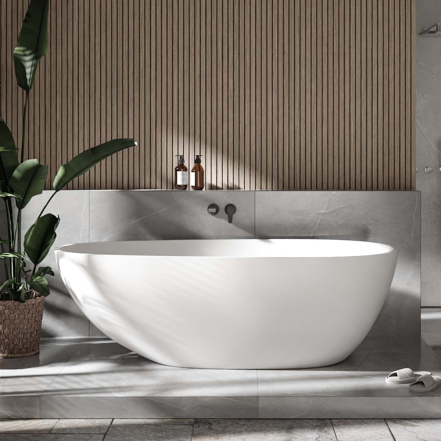 Vasca da bagno autoportante VELA STONE colata minerale white - 180 x 90 cm