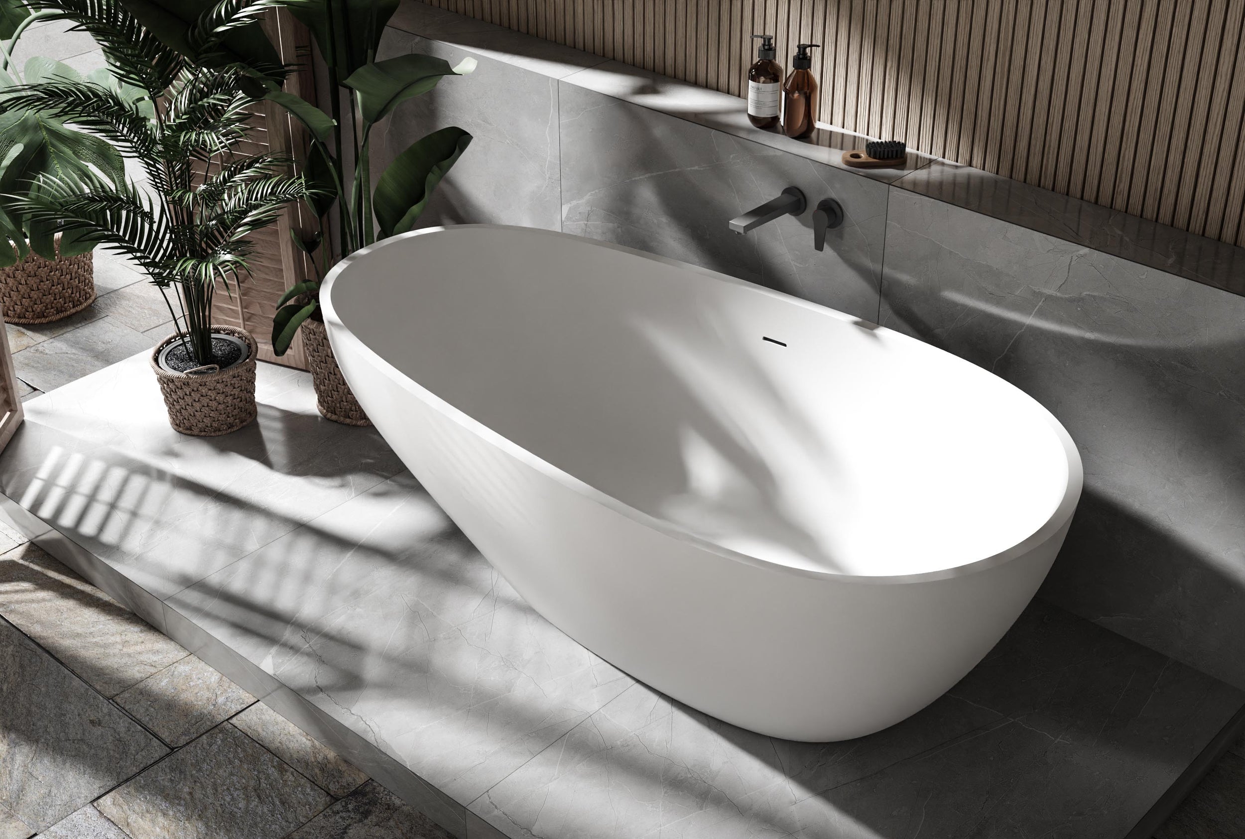 Vasca da bagno autoportante VELA STONE colata minerale white - 180 x 90 cm