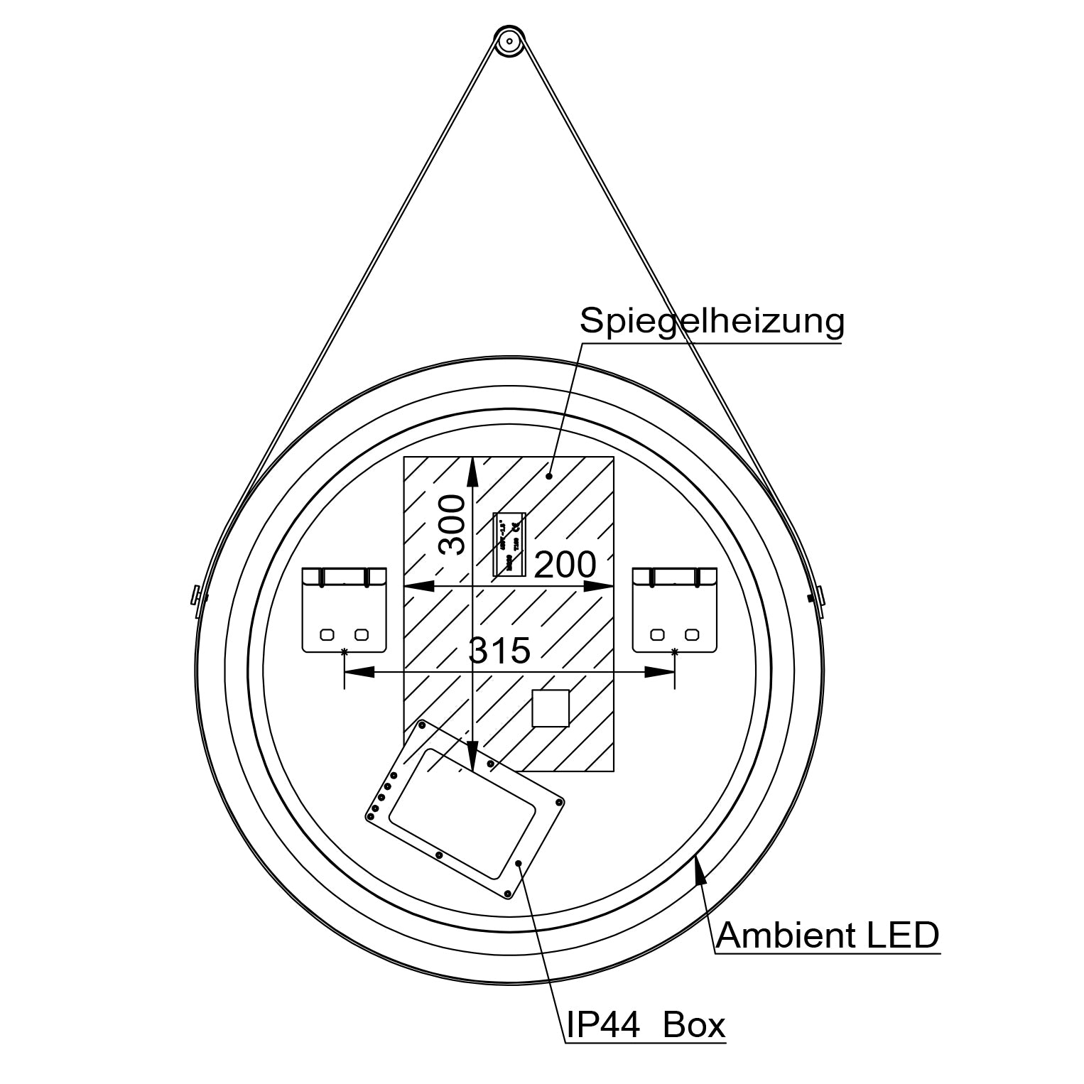 LED Lichtspiegel Badspiegel 2805 mit Spiegelheizung & Warm-/Kaltlichteinstellung - Rund Ø 60 cm