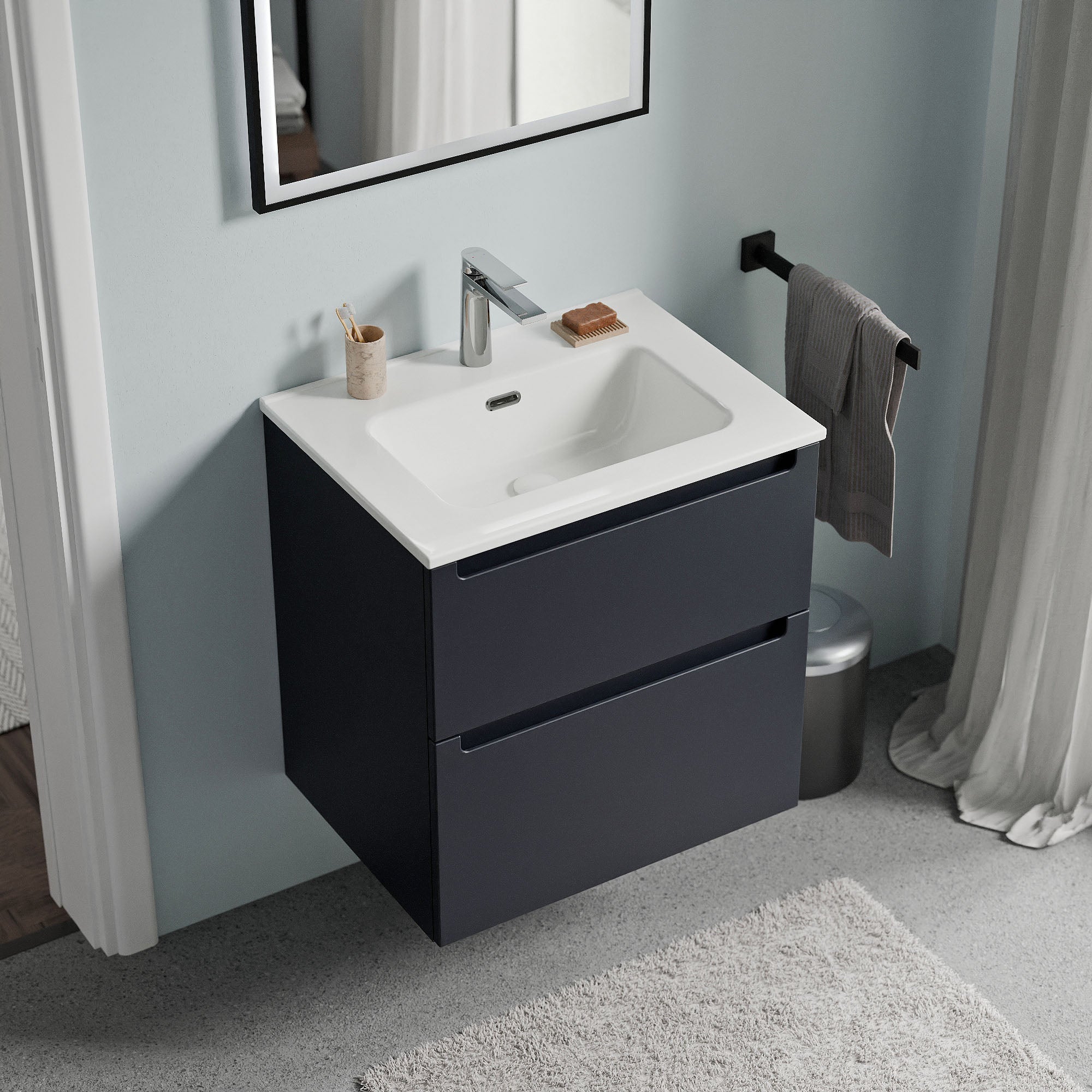 Badmöbel Set VIREO 60 cm mit Waschbecken