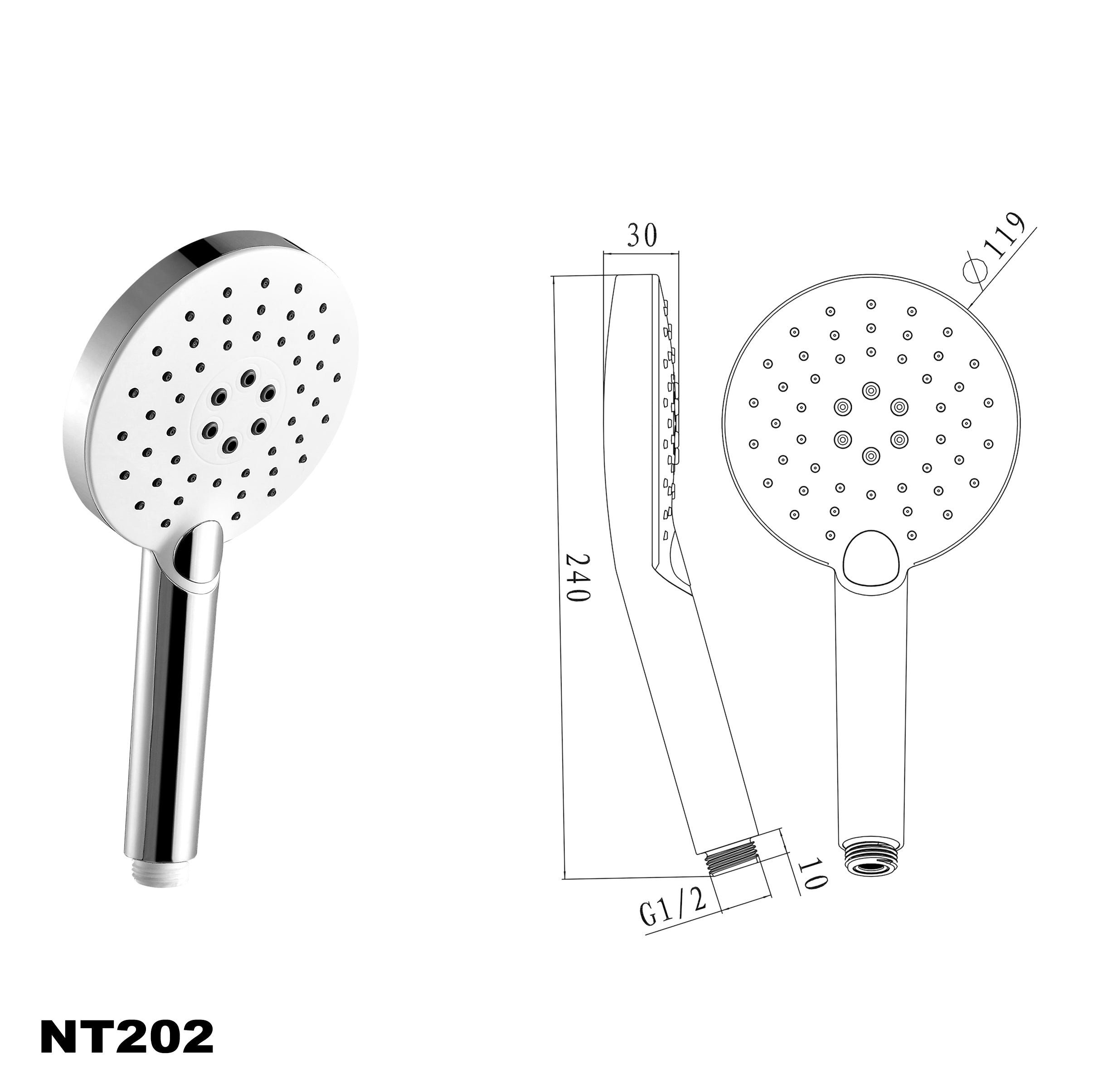 Set de douche - inclus barre de douche NT127B avec coude de raccordement/ douchette à main / flexible de douche en option