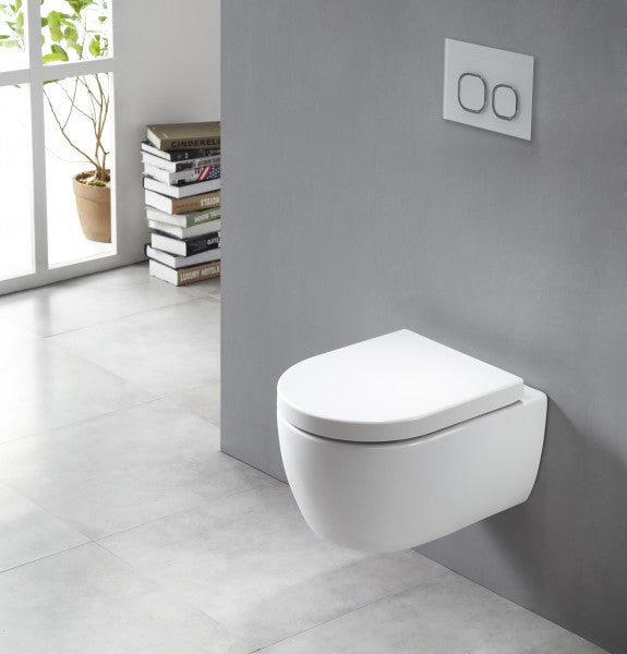 WC suspendu à fond creux sans bride NANO NT2039 - abattant Softclose inclus - Blanc brillant