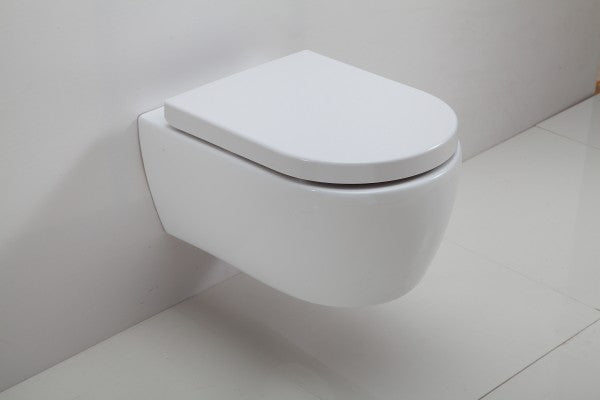 WC suspendu à fond creux sans bride NANO NT2039 - abattant Softclose inclus - Blanc brillant