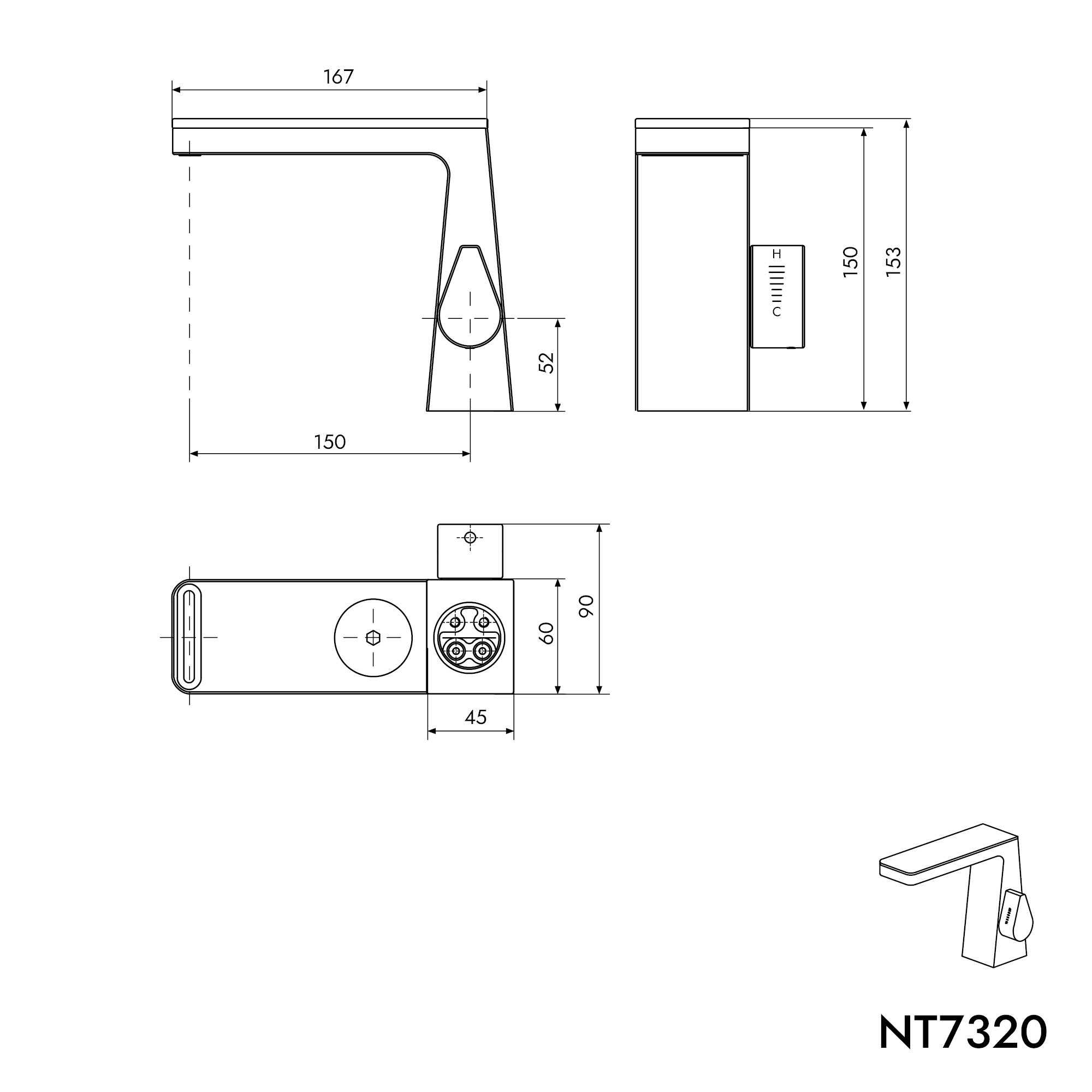 Miscelatore lavabo a cascata NT7320