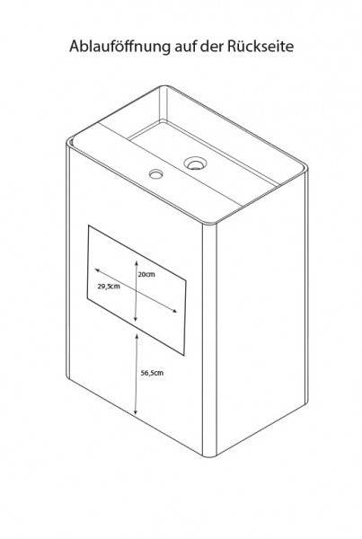 Freistehendes Waschbecken PB2022 aus Mineralguss - 60 x 42 x 90 cm - Weiß matt