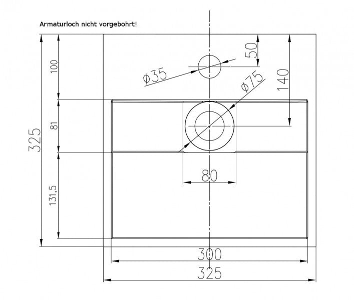 Lavabo sospeso con spazio accessori PB2035 -32,5 x 32,5 x 25cm in resina sintetica (Solid Stone)