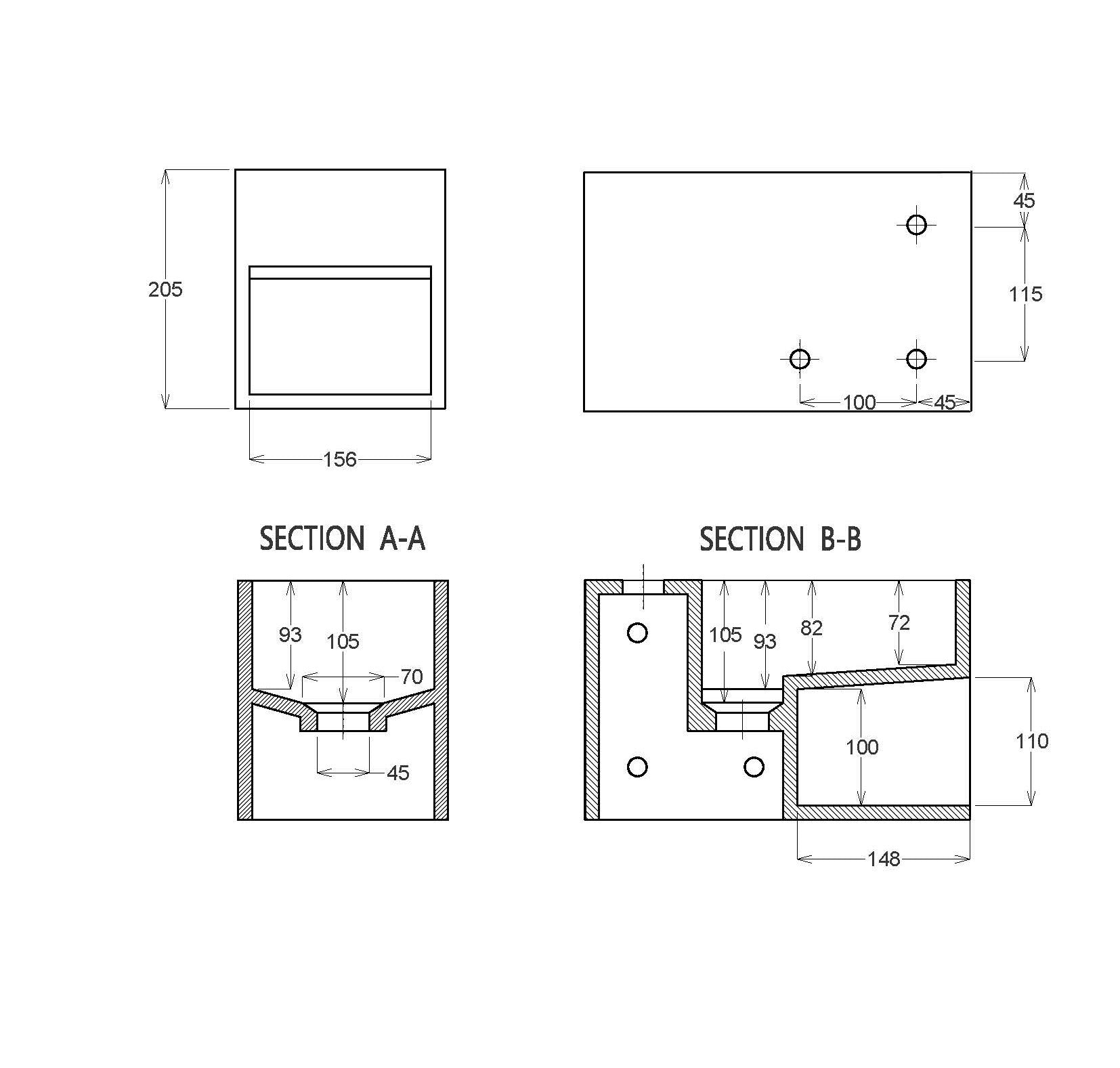 Vasque murale PB2046 en fonte minérale blanc mat - 33 x 18 x 20,5 cm - compartiment de rangement à droite