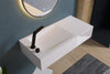 Lavabo sospeso o da appoggio PB2088 con vano portaoggetti laterale - Solid Stone – bianco opaco – 100 x 46 x 20 cm