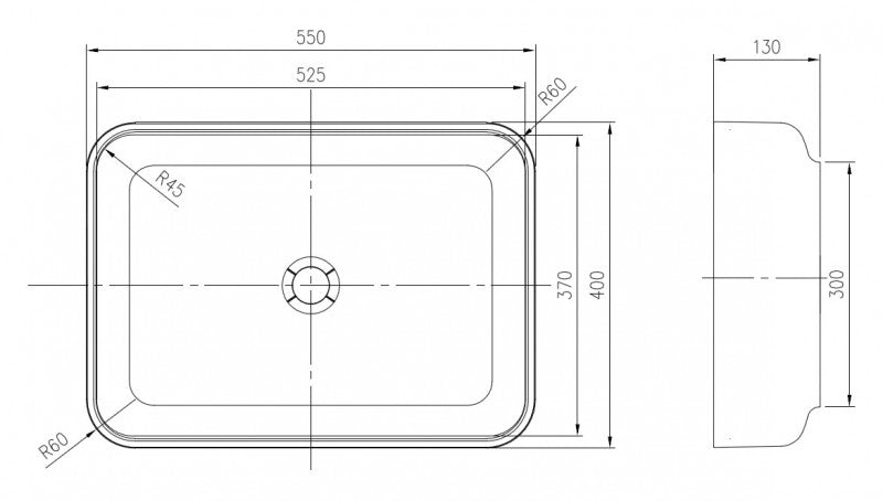 Lavabo / vasque en fonte minérale, rectangulaire à poser PB2121, 55x40x13cm