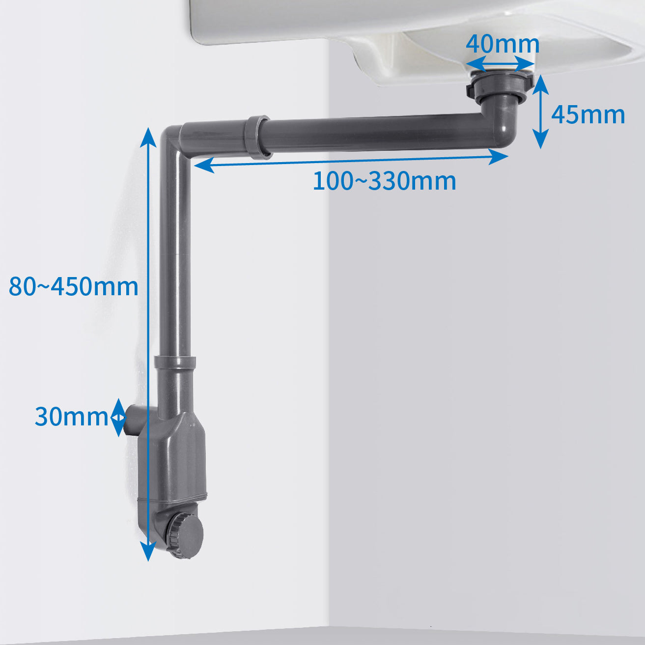 Siphon orientable pour lavabo et vasque 2050 - Système anti-odeurs 1 1/4