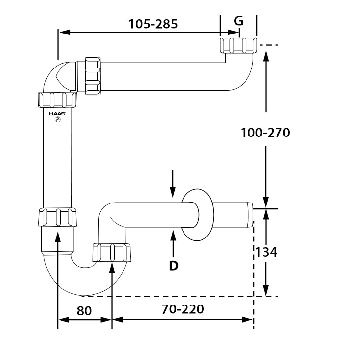 Siphon gain de place blanc pour lavabo 1 1/4