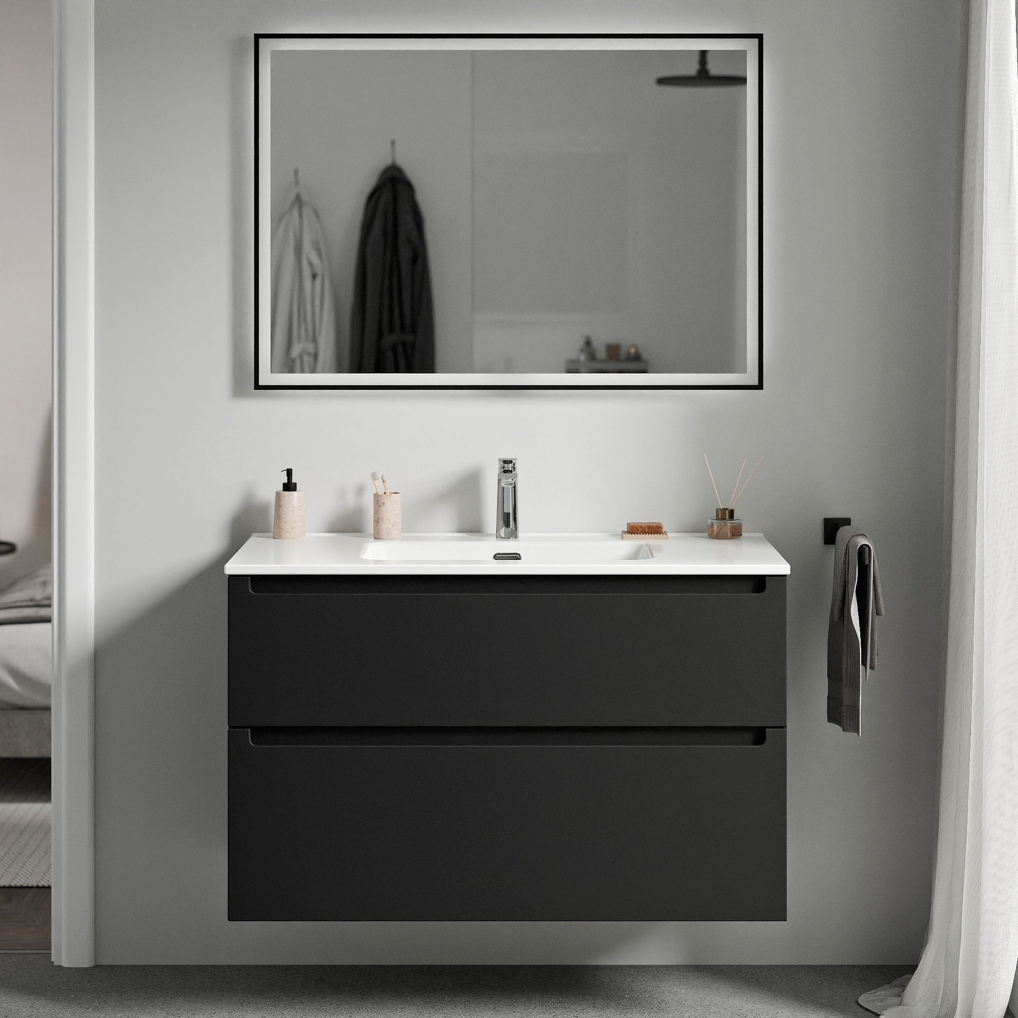 Badmöbel Set VIREO 100 cm mit Waschbecken