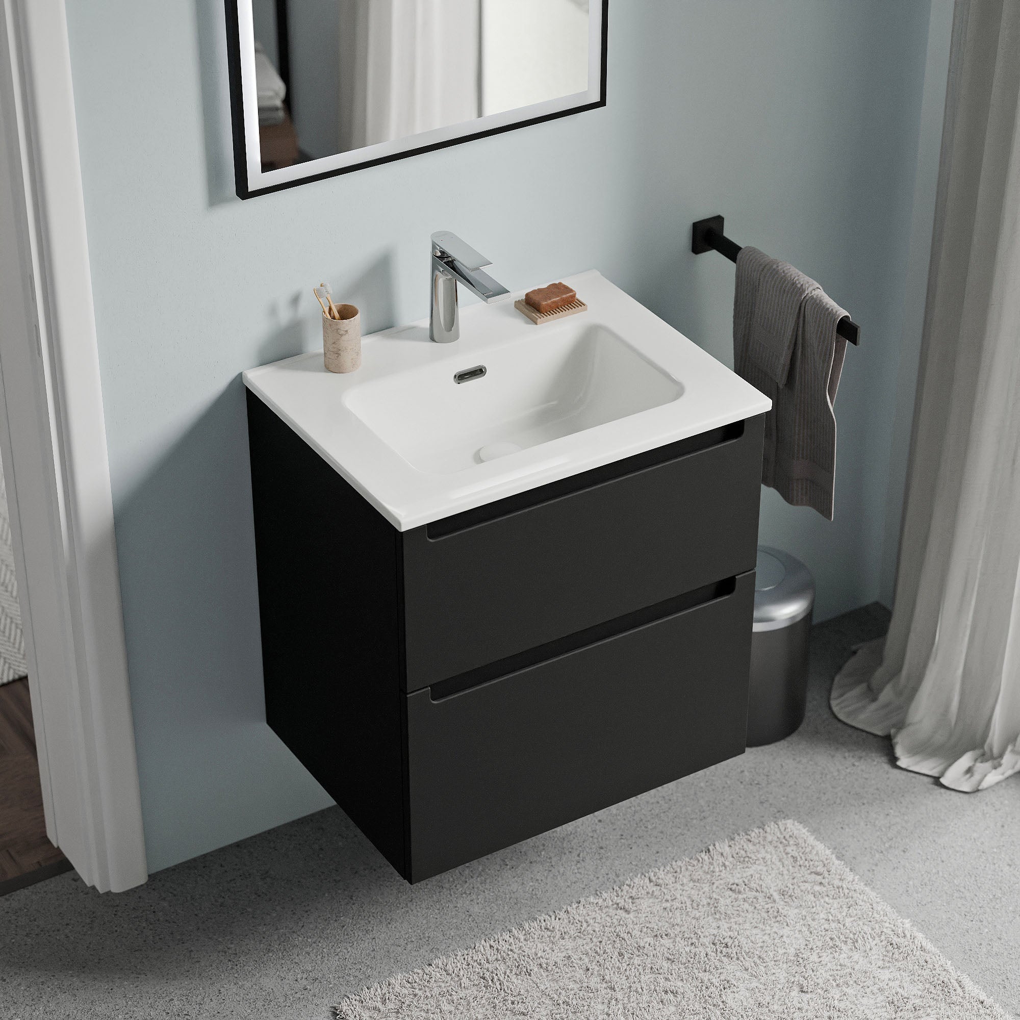 Badmöbel Set VIREO 60 cm mit Waschbecken