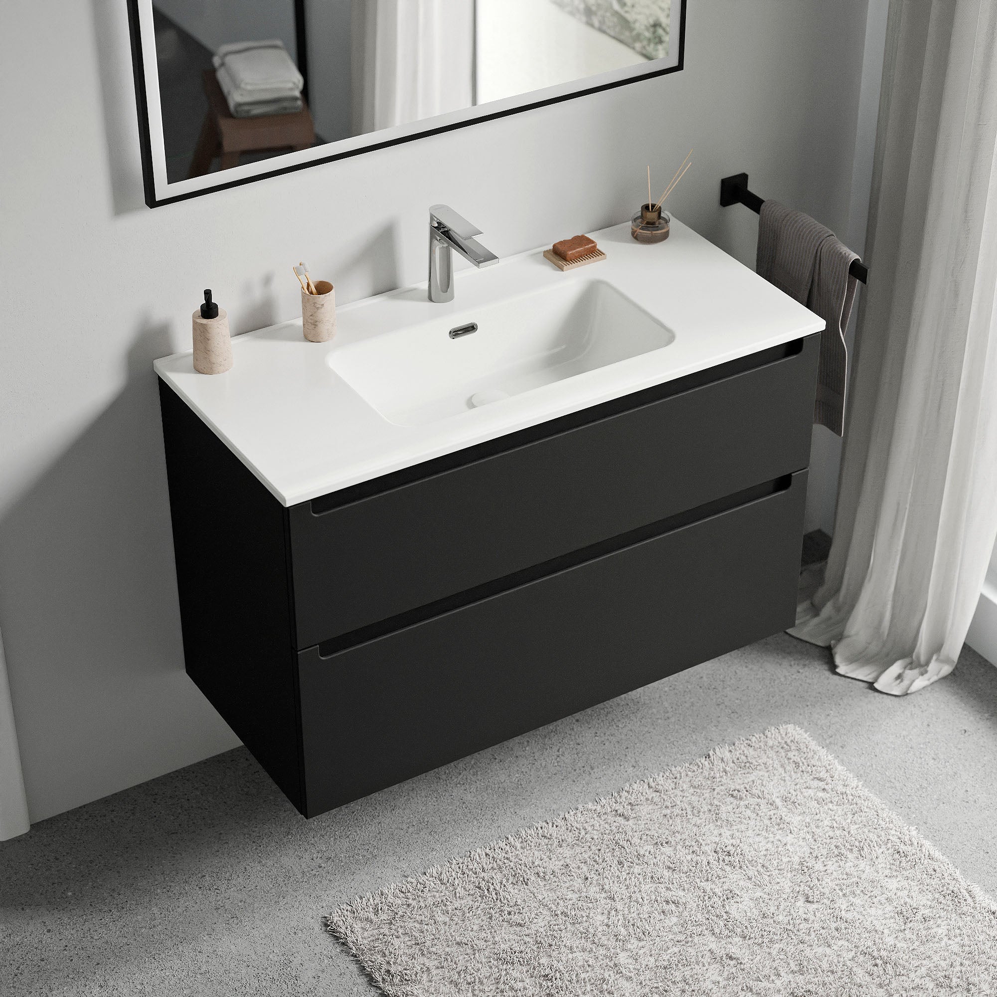 Badmöbel Set VIREO 100 cm mit Waschbecken