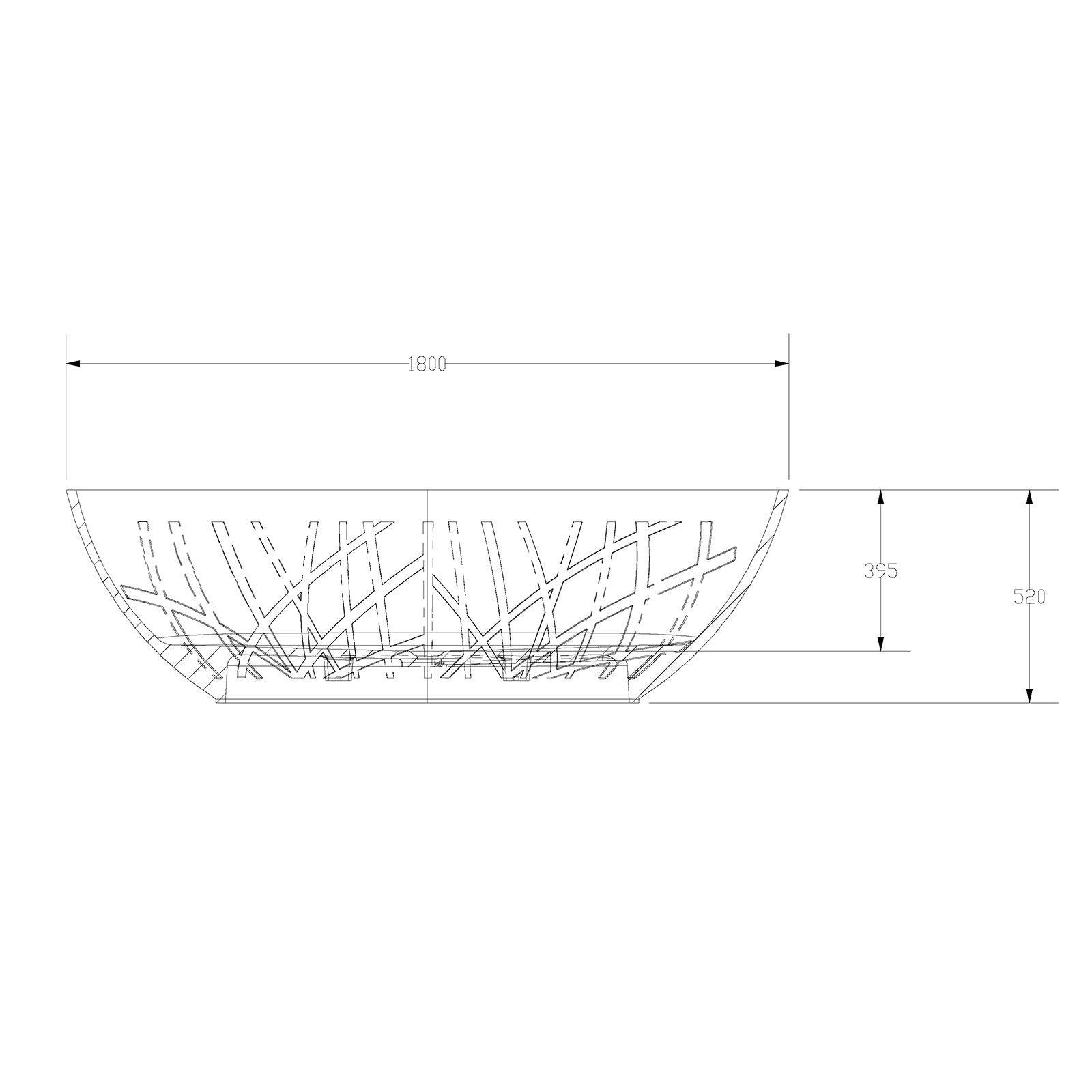 Baignoire îlot LEO fonte minérale blanc mat - 180 x 85 x 52 cm 