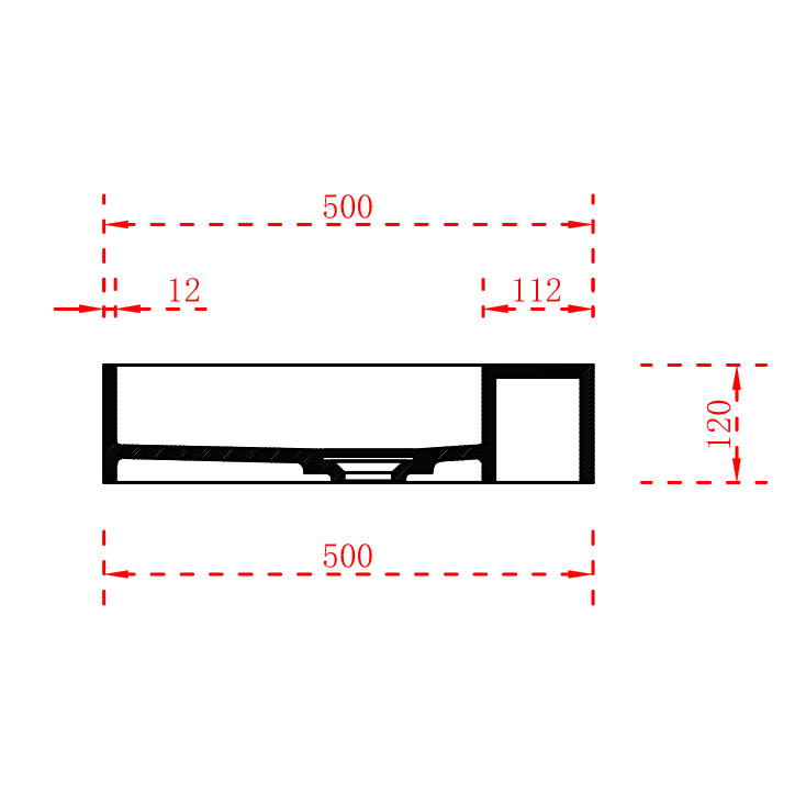 Vasque murale ou à poser avec espace de rangement TWG222 - Solid Surface - 120 x 50 x 12 cm