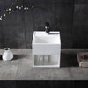 Lavabo sospeso con spazio accessori TWG31 - in pietra solida  - bianco opaco - 30 x 30 x 30 cm