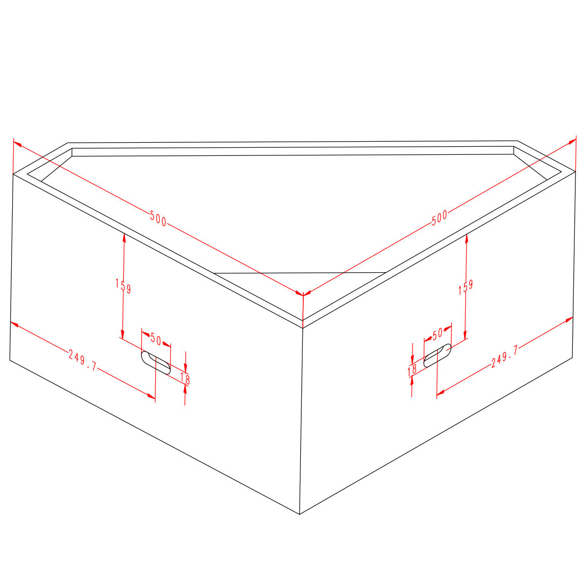 Lave-mains d'angle fonte minérale TWG70 - blanc mat - 50 x 50 x 28 cm