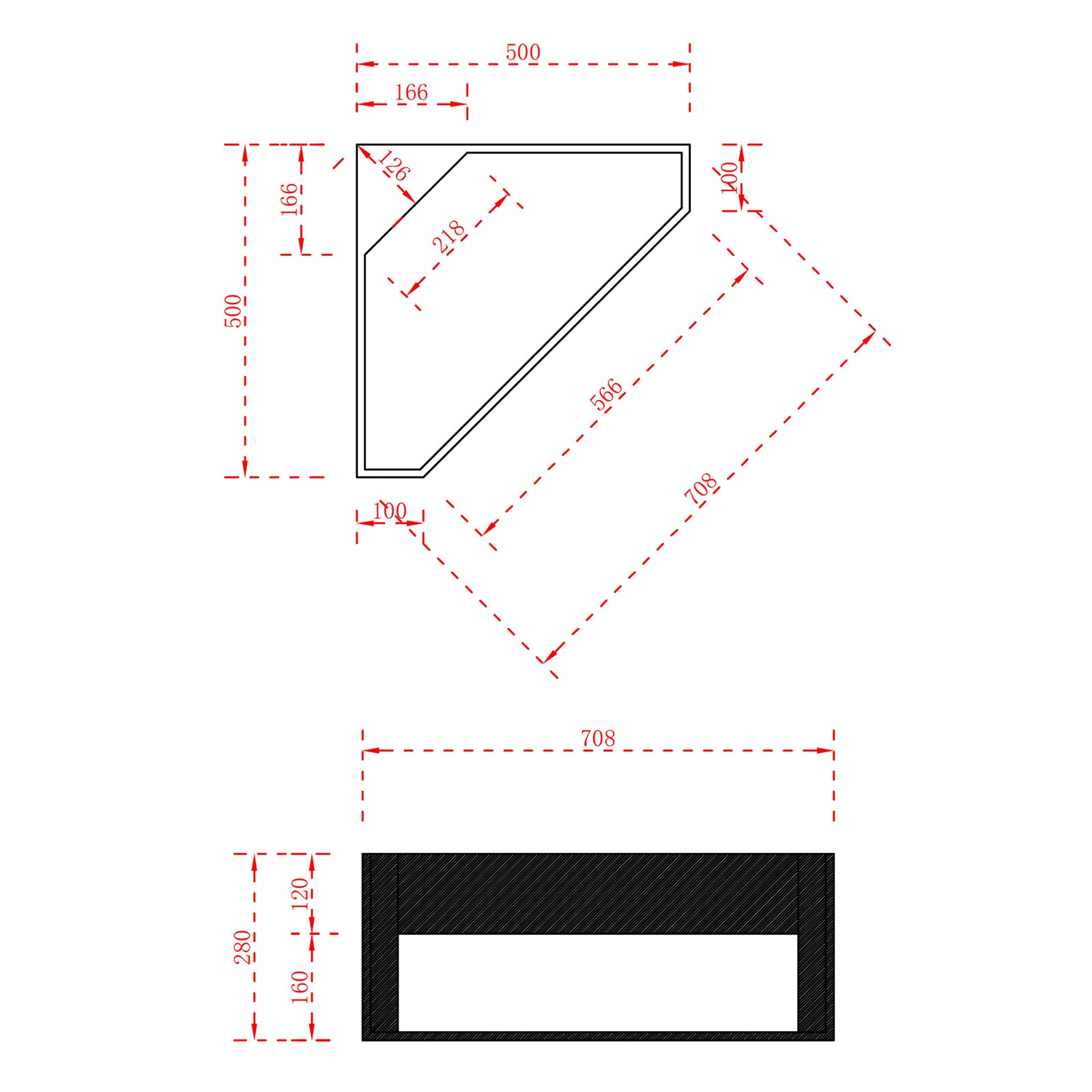 Lave-mains d'angle fonte minérale TWG70 - blanc mat - 50 x 50 x 28 cm