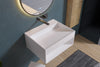 Lavabo sospeso con spazio accessori TWG71 - in pietra solida (Solid Stone) - bianco opaco - larghezza slezionabile