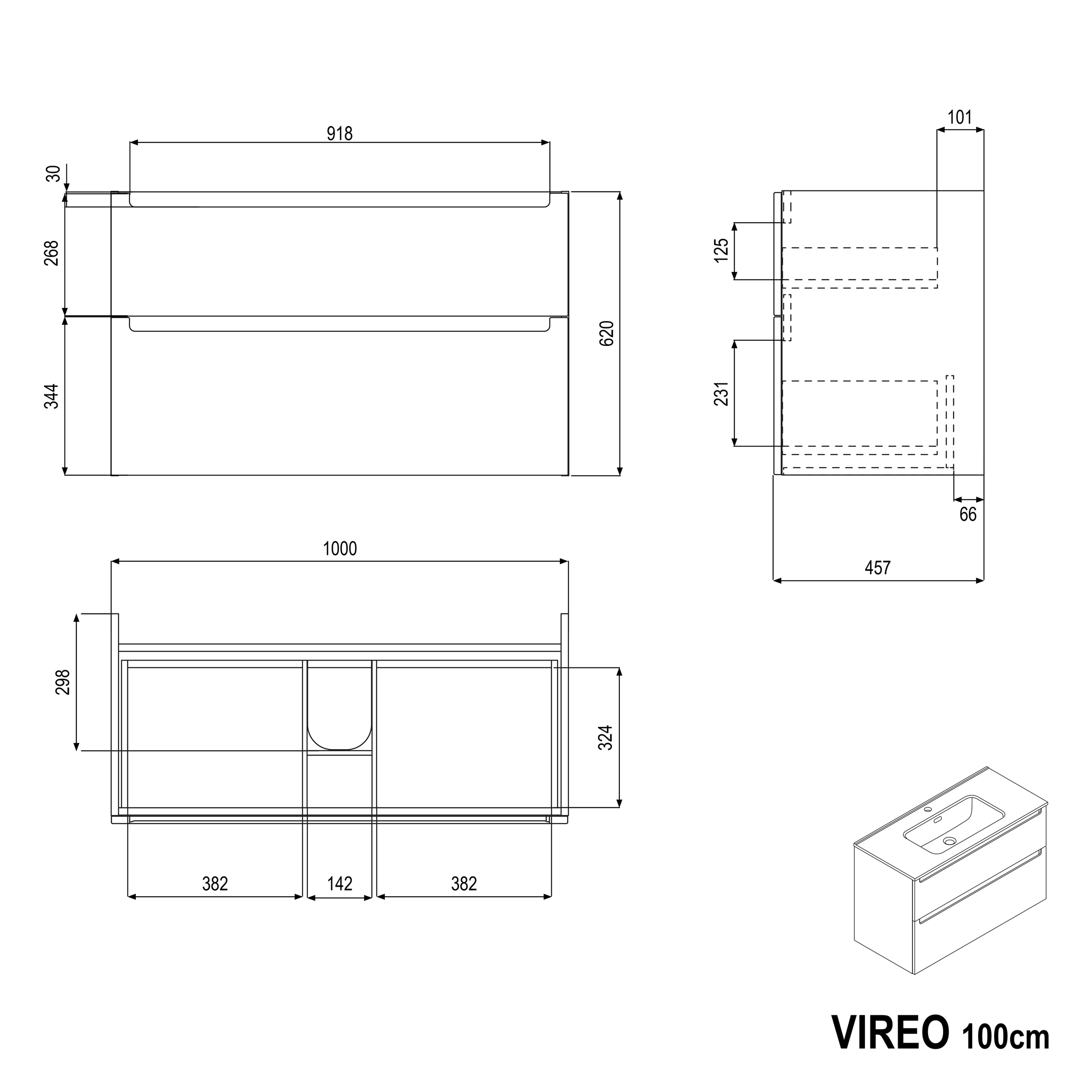 Waschtischunterschrank VIREO 100 cm