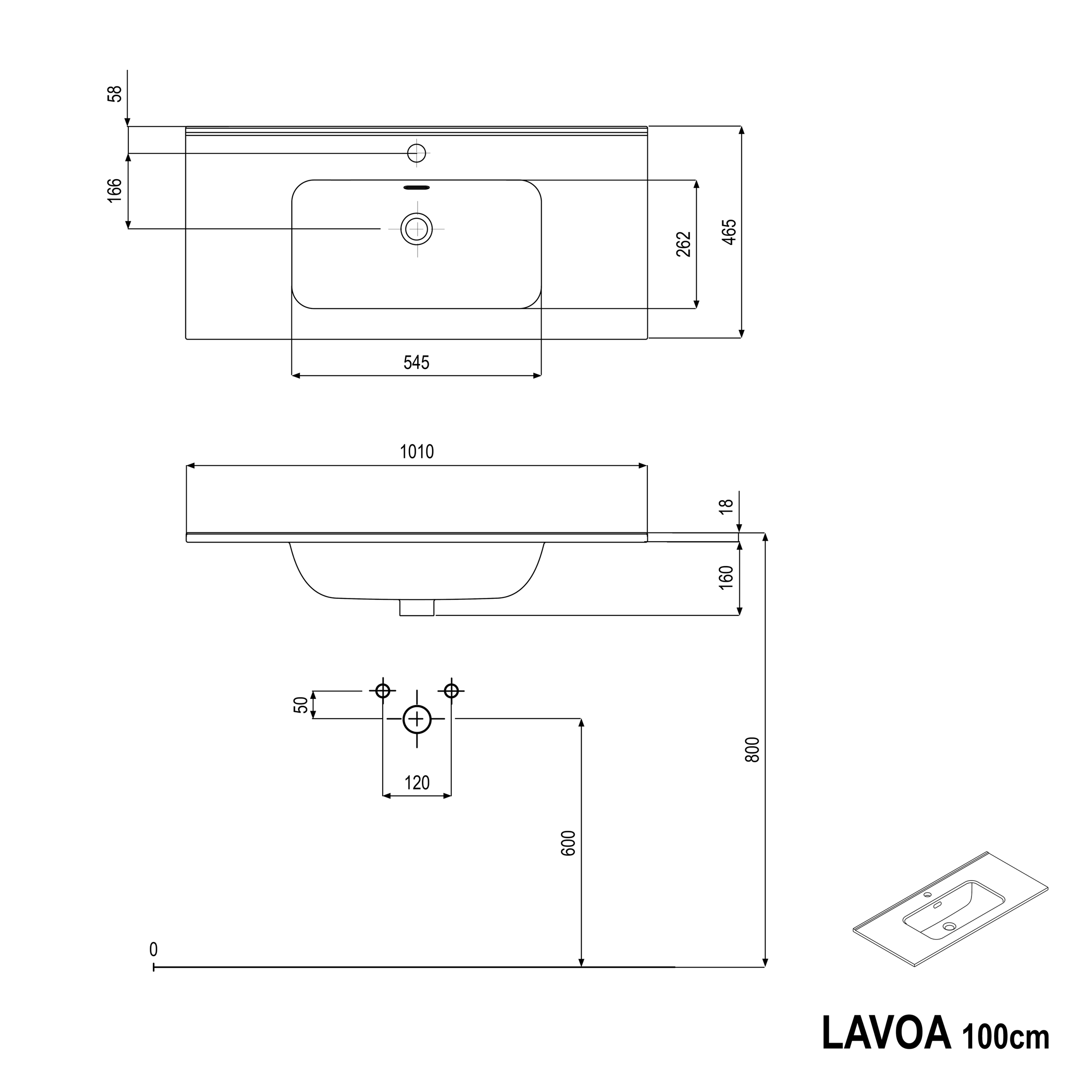 Waschtischunterschrank LAVOA 100 cm