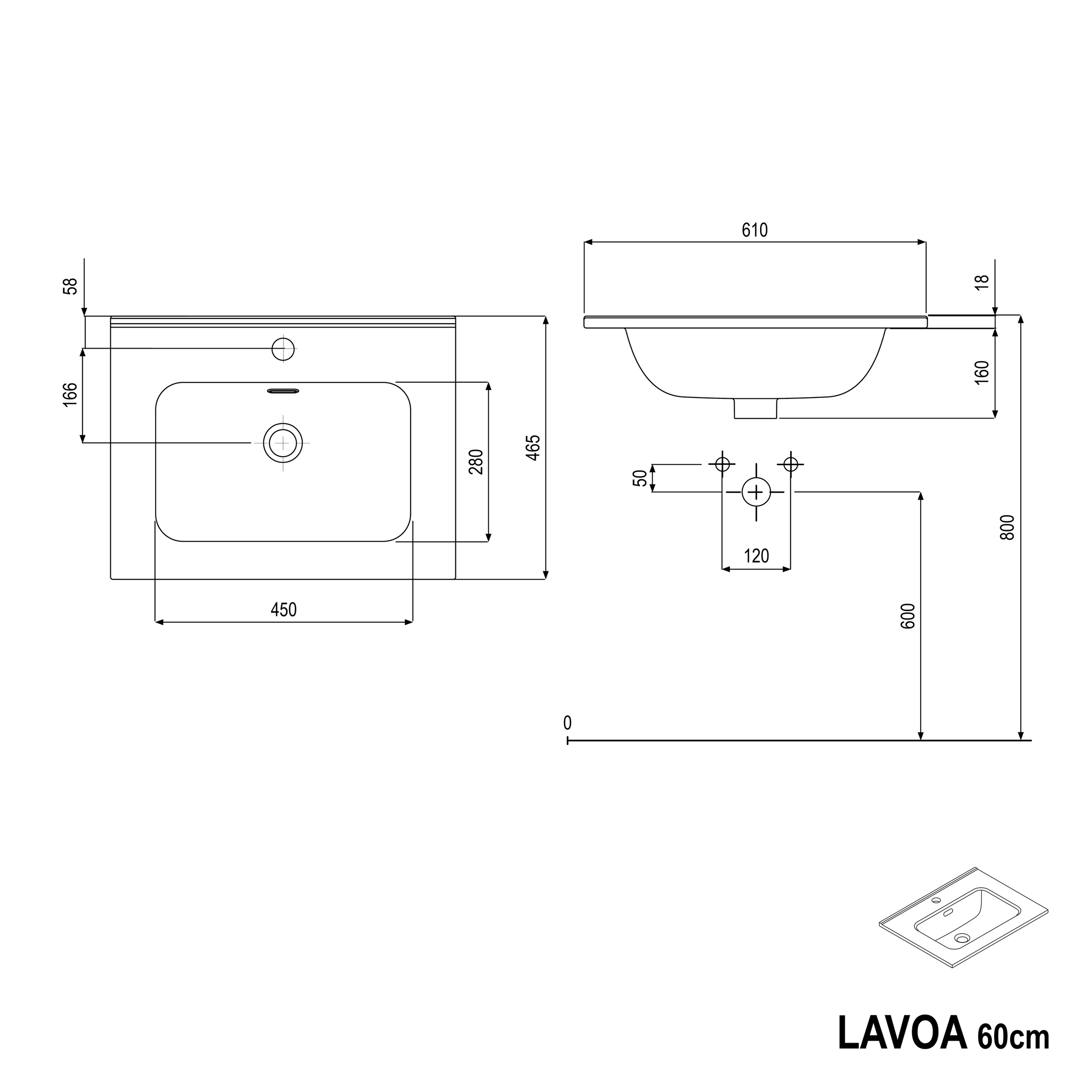 Waschtischunterschrank LAVOA 60 cm