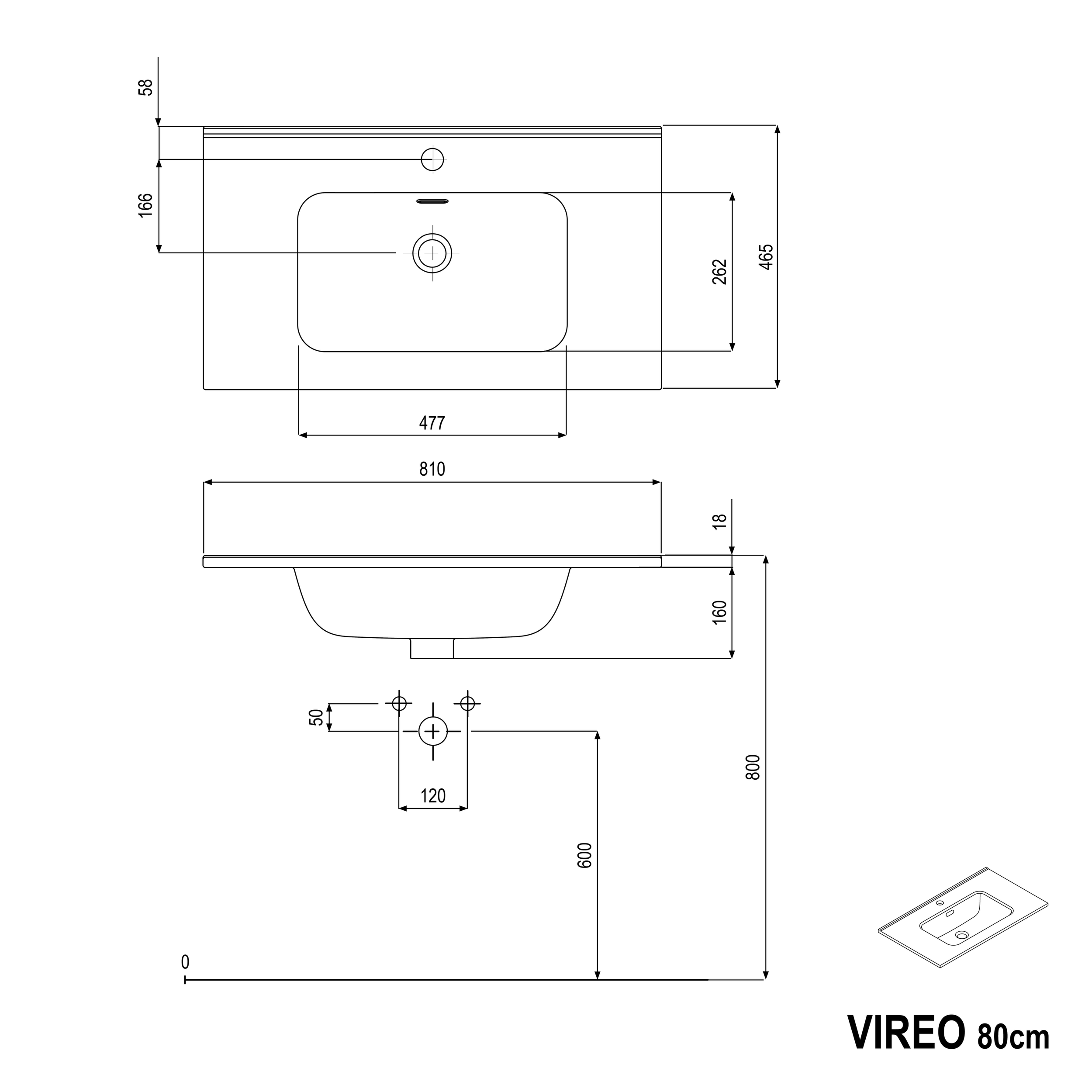 Waschtischunterschrank VIREO 80 cm