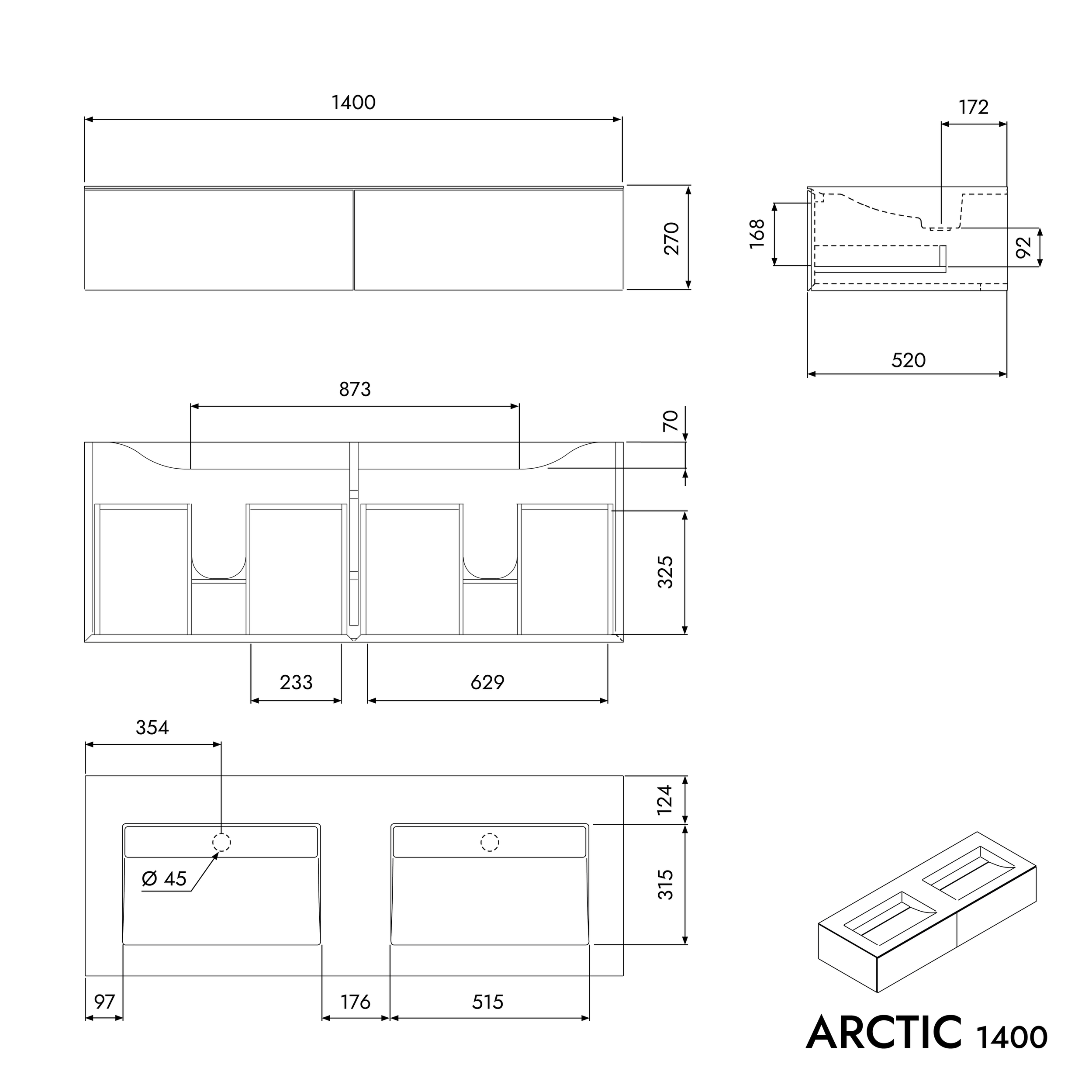 Mobile sottolavabo ARCTIC 1400