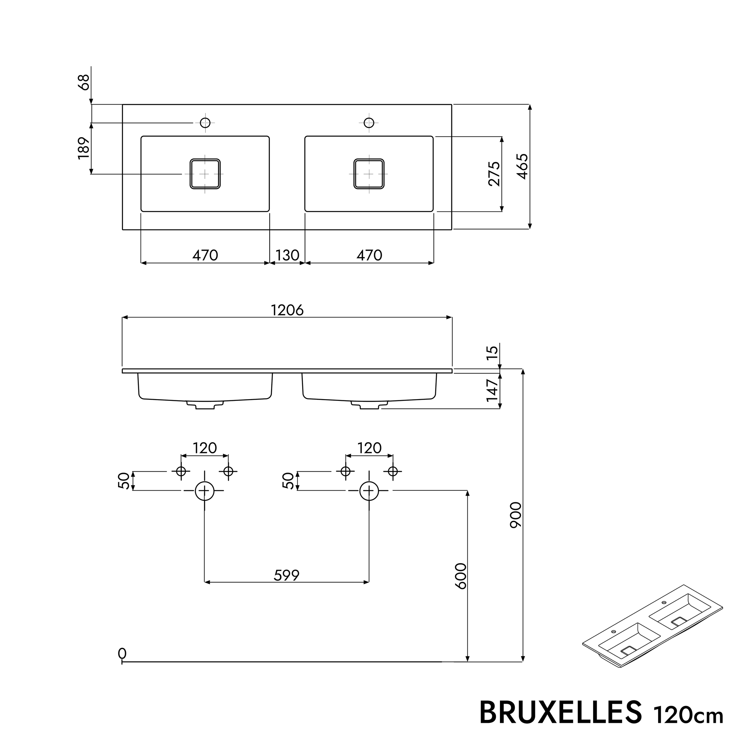 Meuble salle de bain LAVOA 120 cm