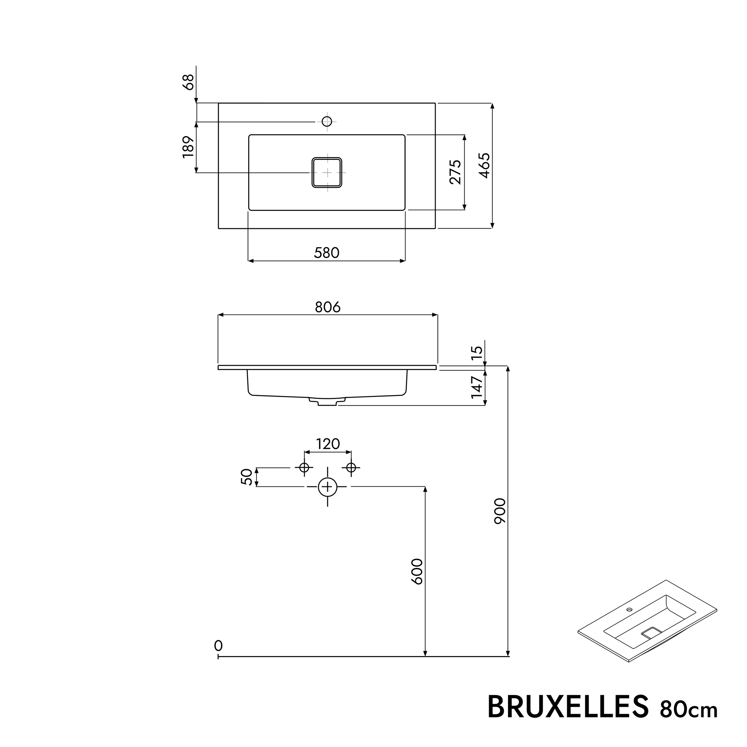 Meuble salle de bain VIREO 80 cm