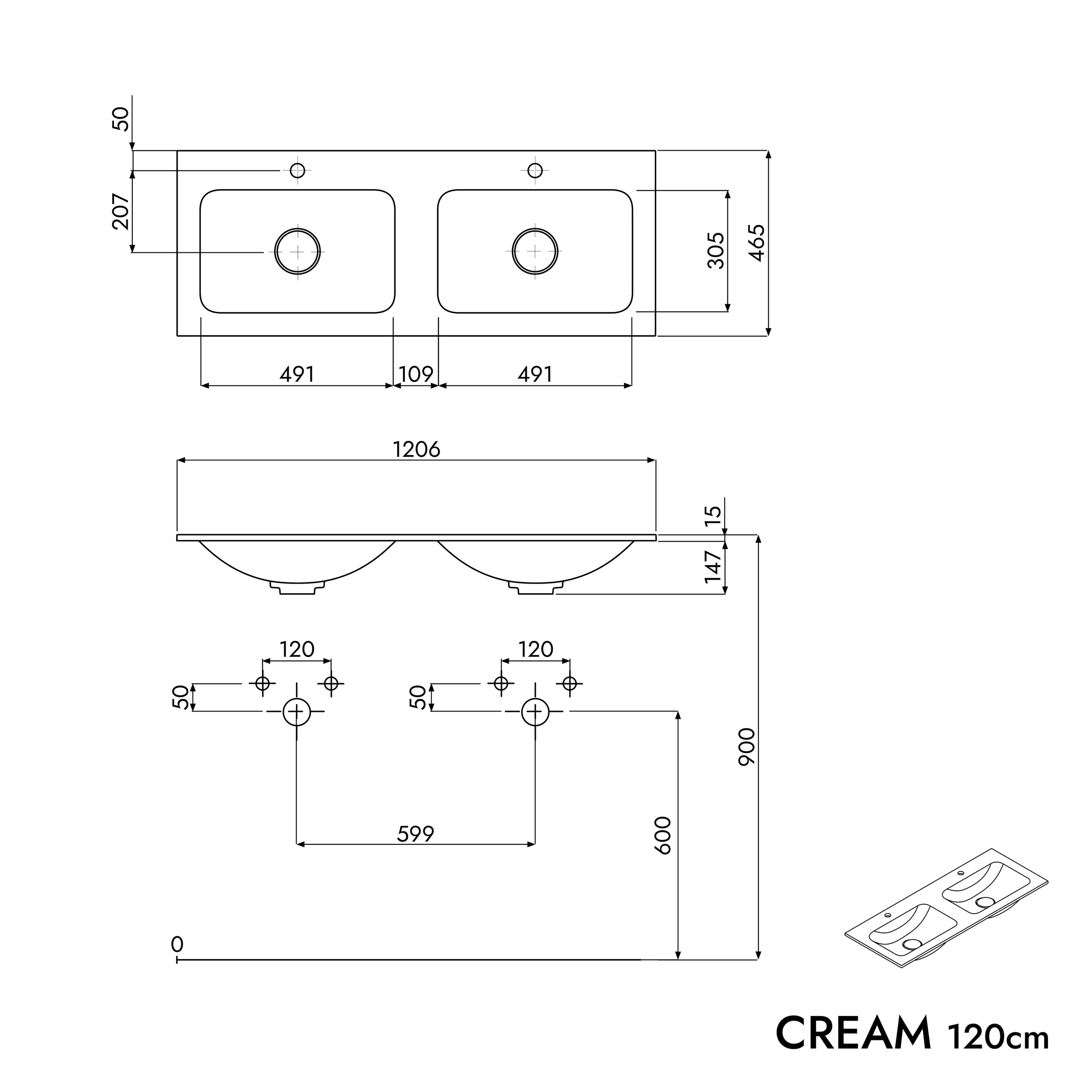 Meuble salle de bain VIREO 120 cm