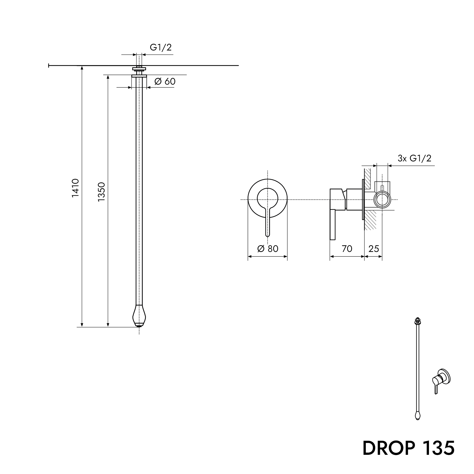 Waschtisch Deckenarmatur DROP 135