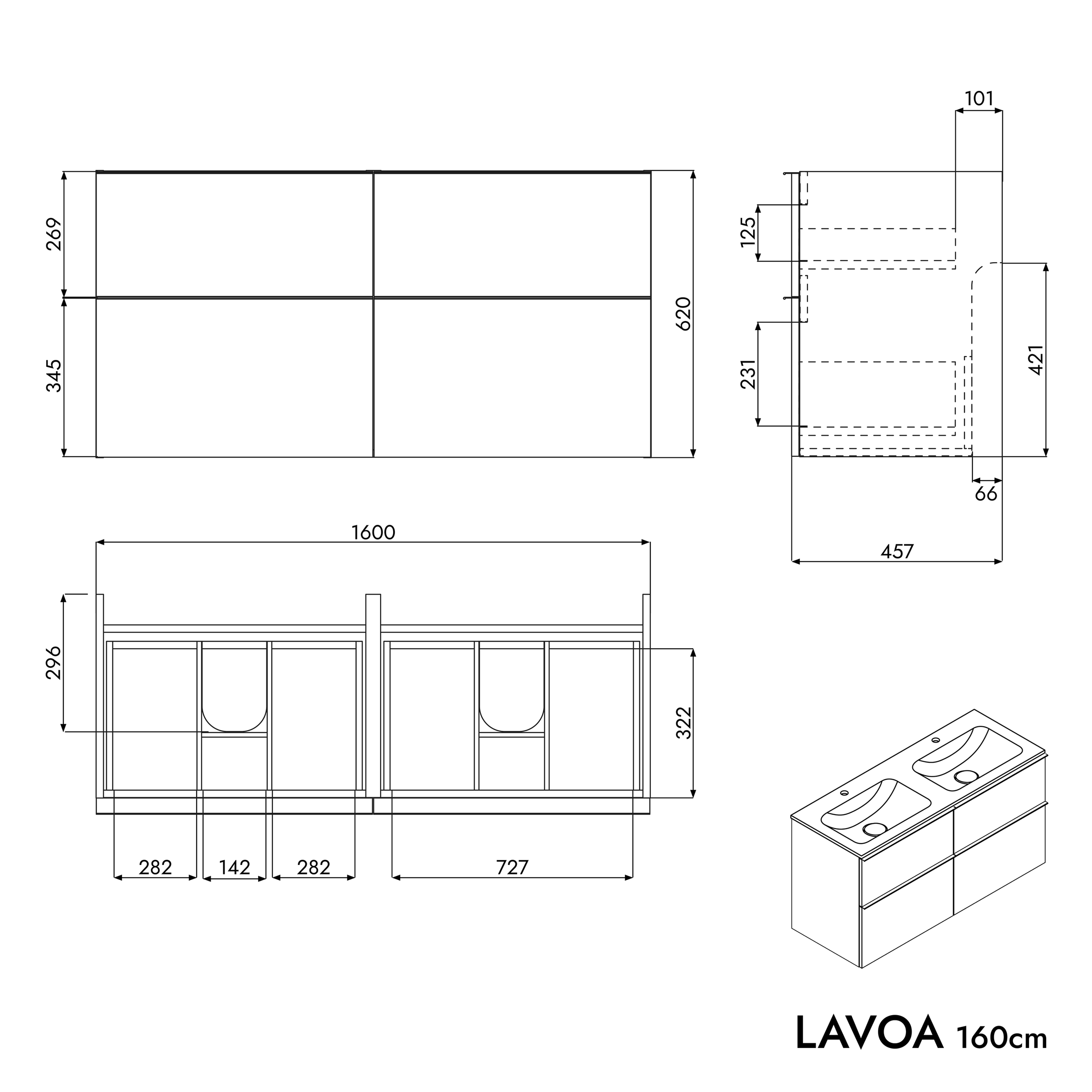 Unterschrank LAVOA 160 cm
